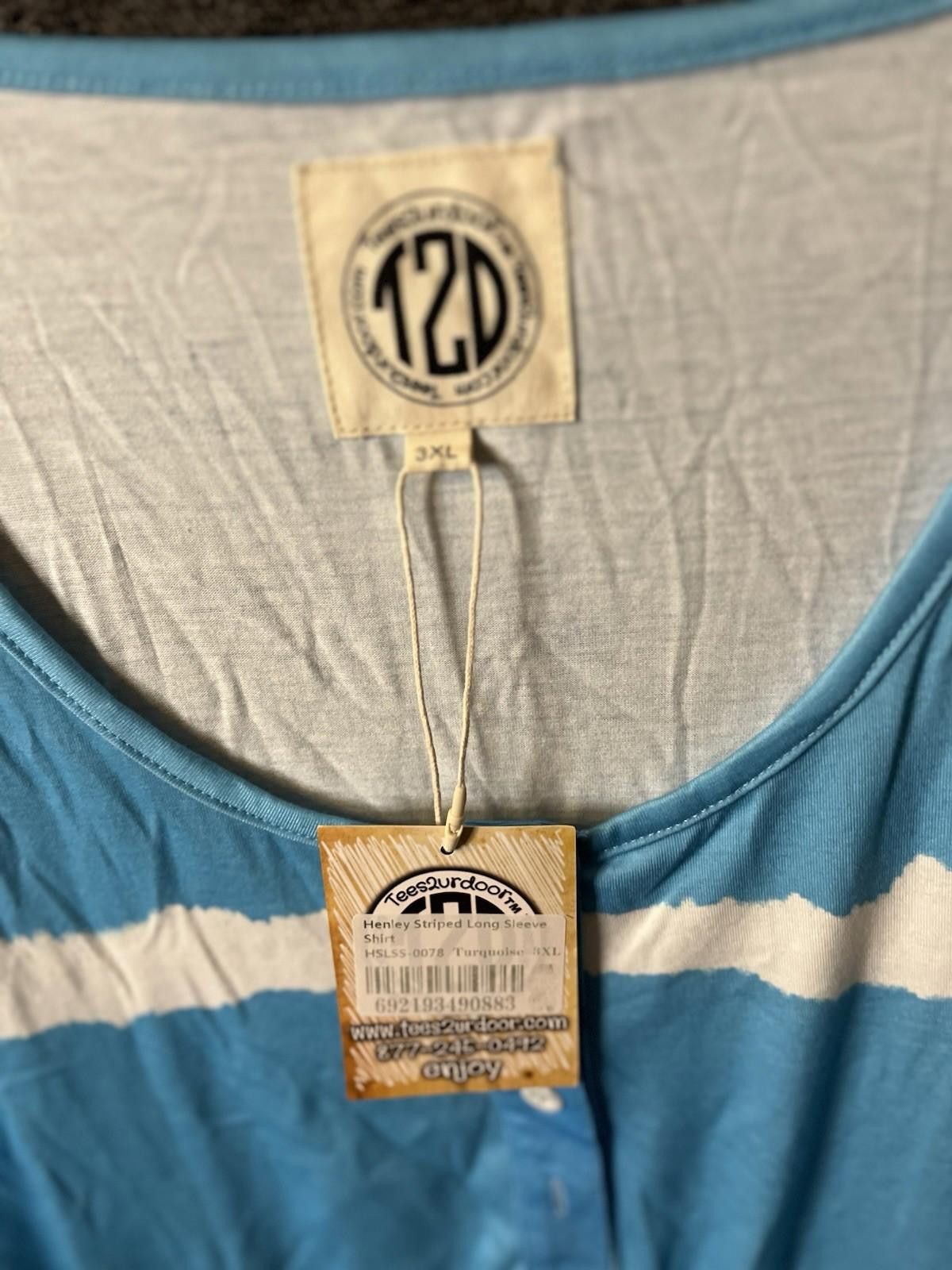 Other Tees2urdoor Henley Shirt 3XL Turquoise Tie-Dye Stripe NWT Size US XXL / EU 58 / 5 - 3 Thumbnail