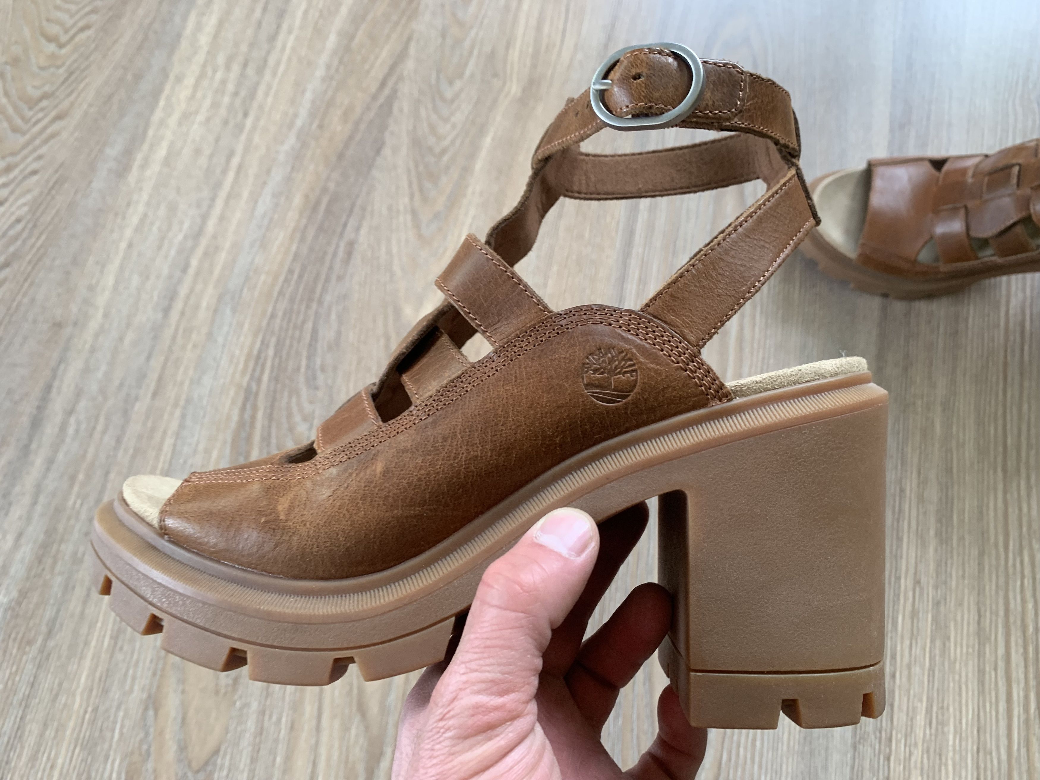 Timberland Timberland Allington Brown Leather High Heeled Sandals Size US 10 / IT 40 - 3 Thumbnail