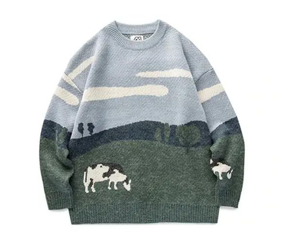 VIBE Vintage Cow Knit Graphic Sweater Size US M / EU 48-50 / 2 - 7 Thumbnail