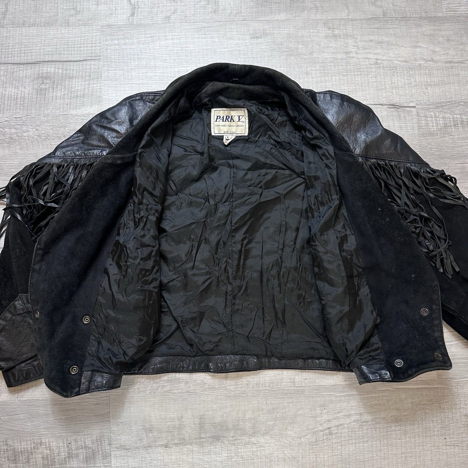 Vintage Vintage Park V Large Leather Moto Biker Jacket with Fringe Size L / US 10 / IT 46 - 7 Thumbnail