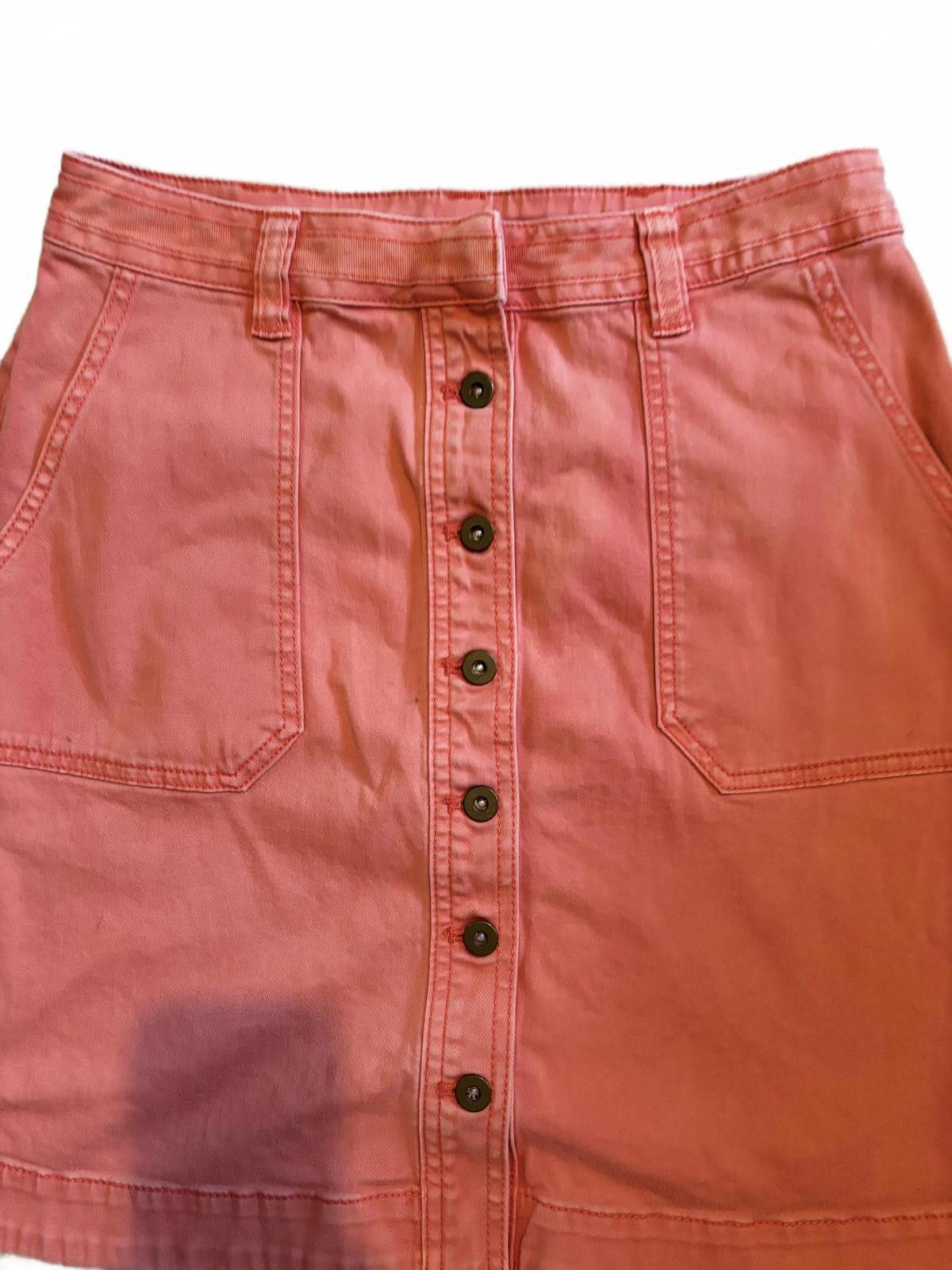 Designer Anthropologie Pilcro/ Letterpress Button Coral Chino Skirt 0 Size 32" / US 10 / IT 46 - 3 Thumbnail