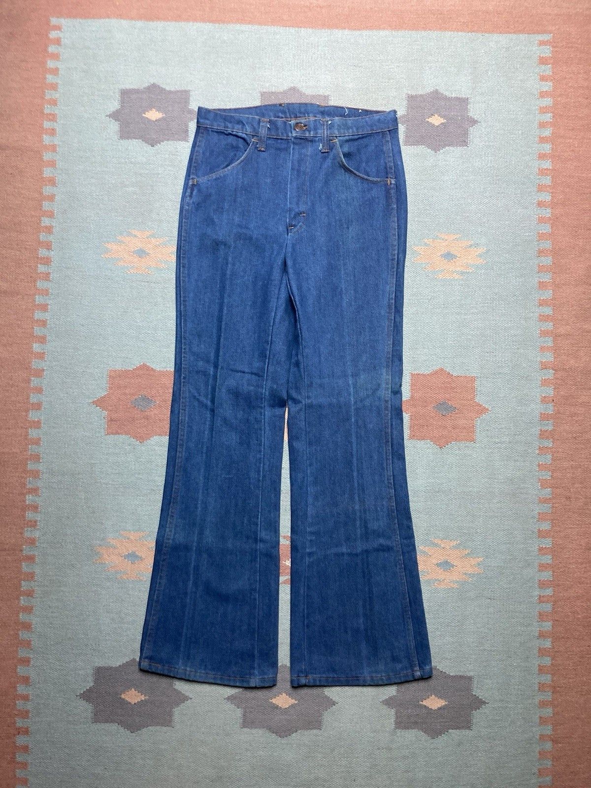 Vintage VTG 70s bell bottom jeans flare wide hippie DEADSTOCK 31x32 Size 31" - 5 Thumbnail