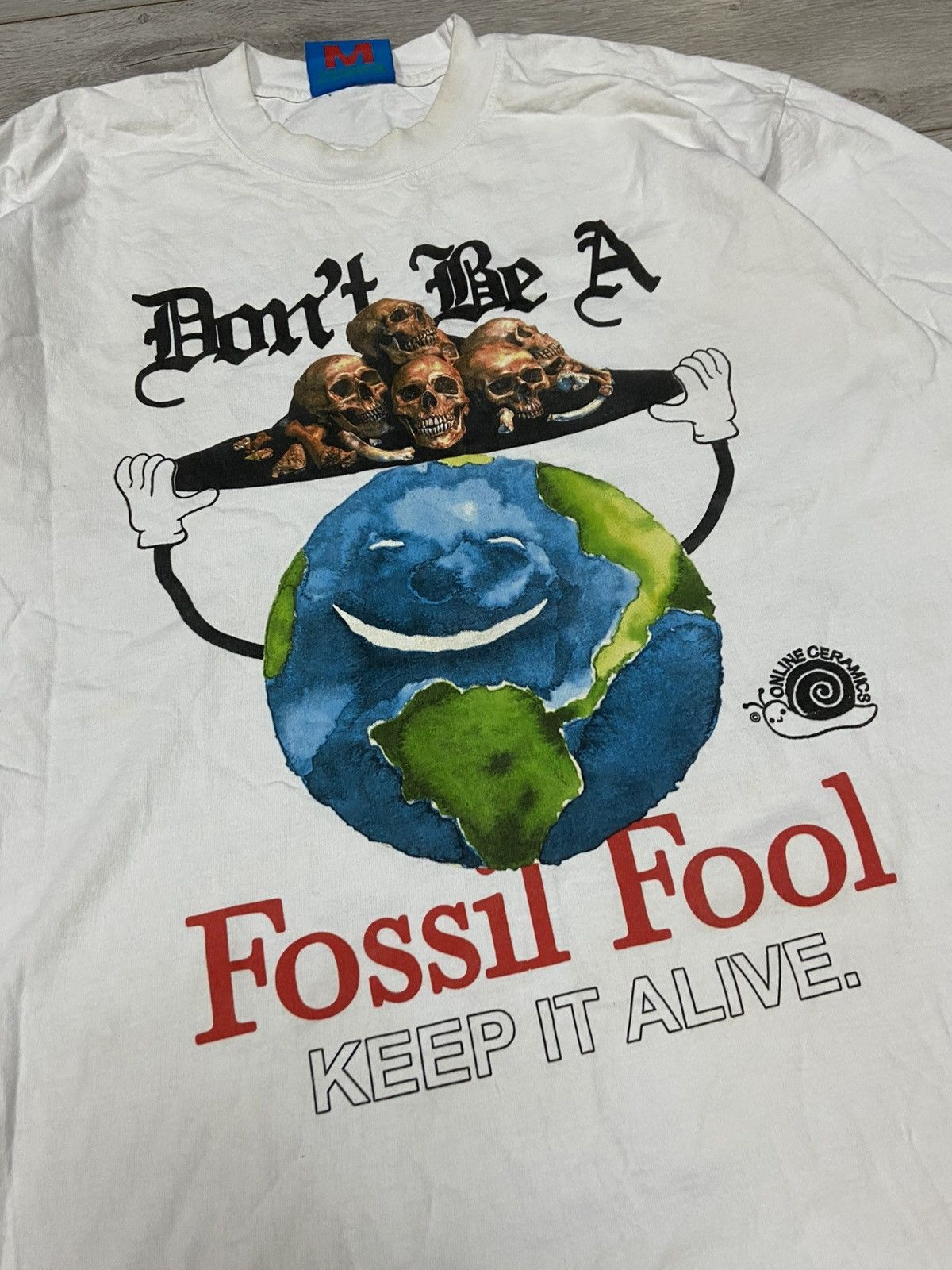 Online Ceramics White Online Ceramics Don’t Be A Fossil Fool T Shirt Size US M / EU 48-50 / 2 - 3 Thumbnail