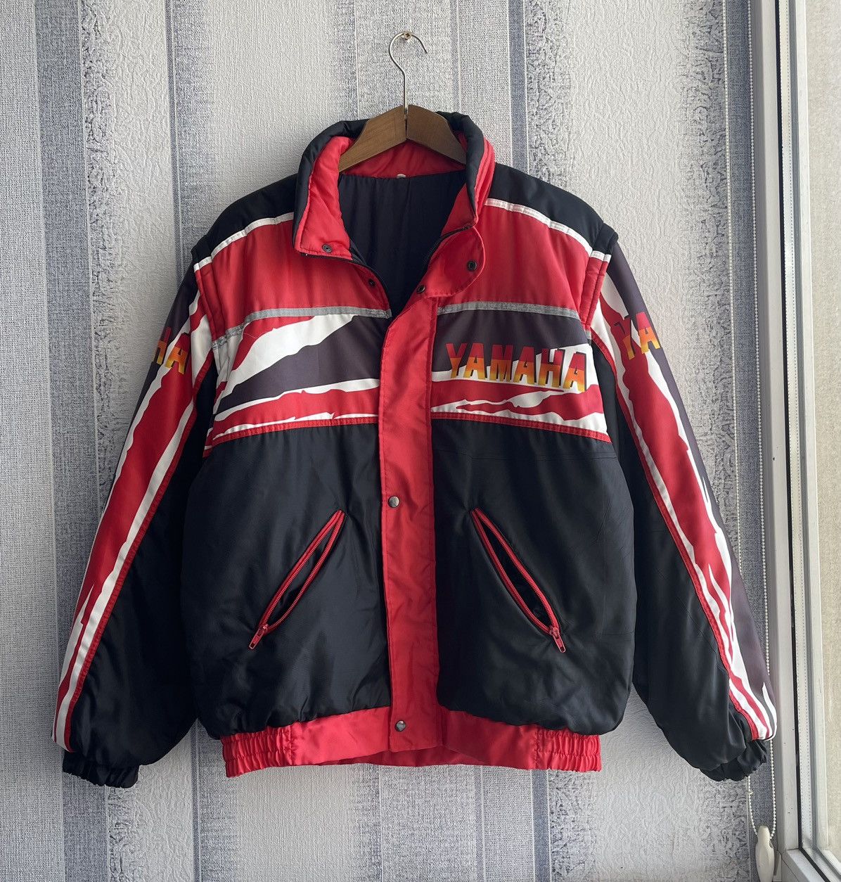 Yamaha Vintage 80s Yamaha Racing 2In1 Nylon Jacket Made In Italy Size US XL / EU 56 / 4 - 1 Thumbnail