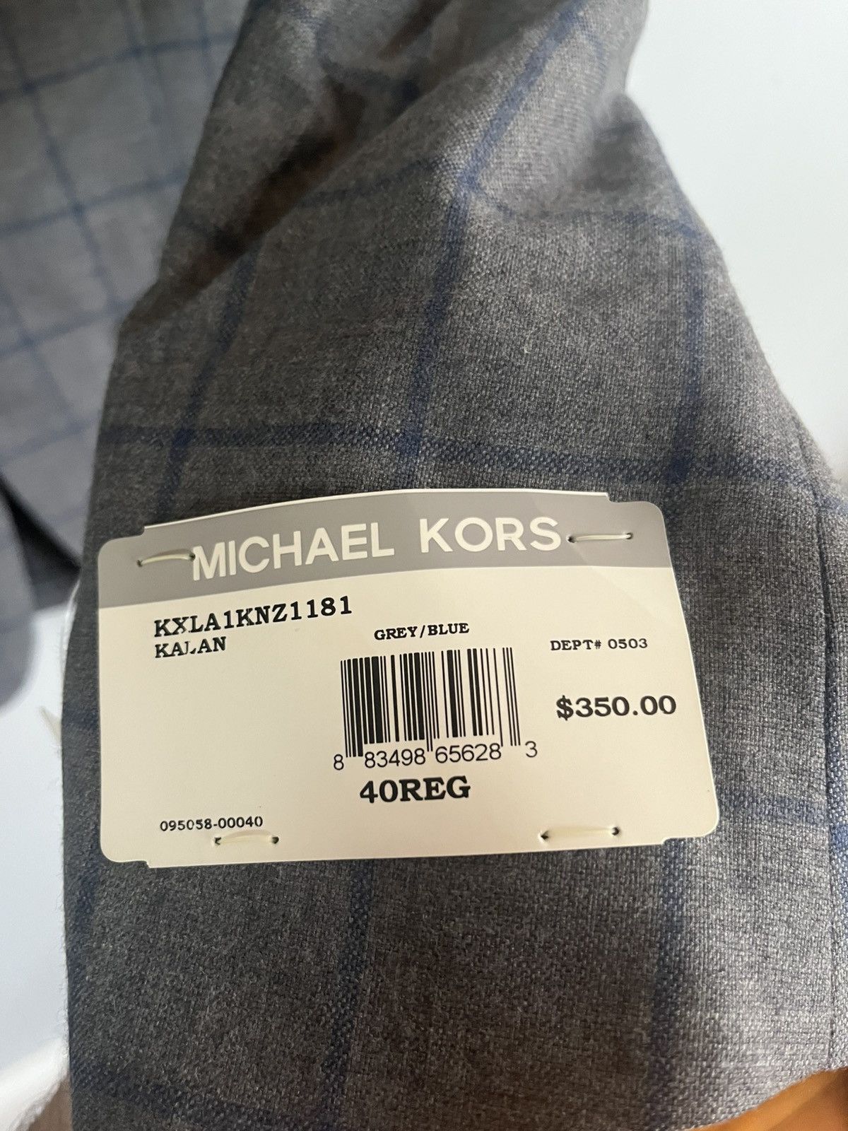 Michael Kors NWT Michael Kors grey-blue windowpane blazer Size 40R - 3 Thumbnail