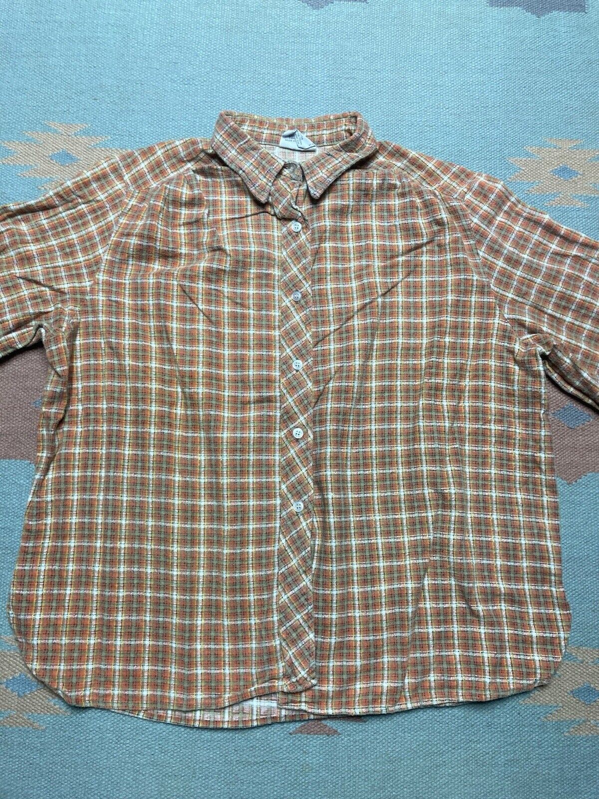Vintage VTG 80s flannel shirt brushed cotton plaid soft womens 44 XL Size XL / US 12-14 / IT 48-50 - 2 Thumbnail