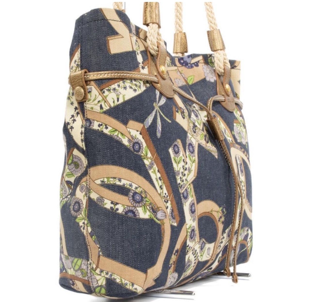 Salvatore Ferragamo Vintage Salvatore Ferragamo Flora Gancini Denim Shoulder Bag Size ONE SIZE - 3 Thumbnail