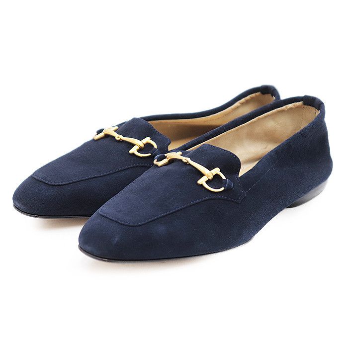 Gucci Gucci Horsebit Leather Suede Loafer Leather Shoes 1011295 in Blue, Women's