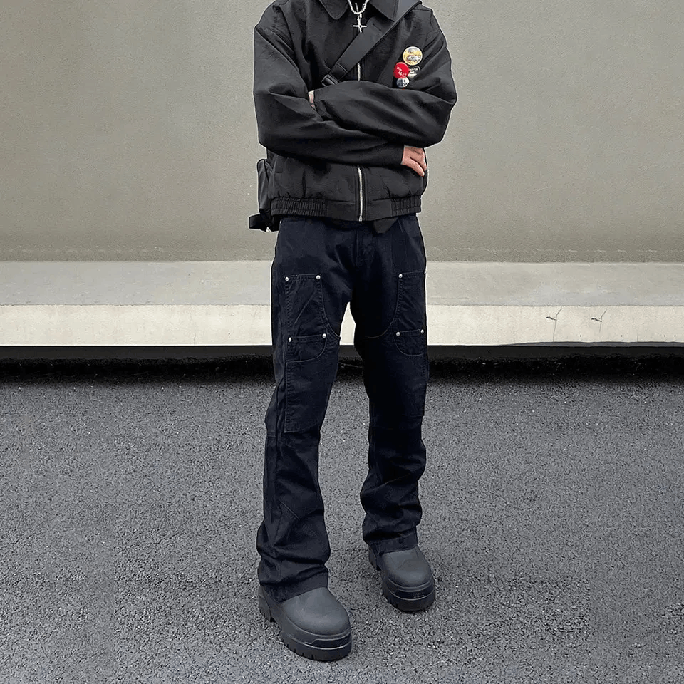 Designer × Japanese Brand Black Slim Straight Cargo Pants Size US 32 / EU 48 - 1 Thumbnail
