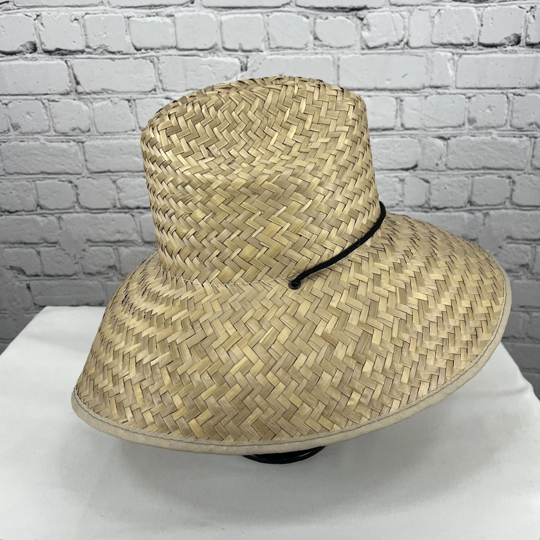 Vintage VINTAGE Original Panama Jack Tan Wide Brim 100% Straw Drawstring Sun Hat One Size O/S Size ONE SIZE - 3 Thumbnail