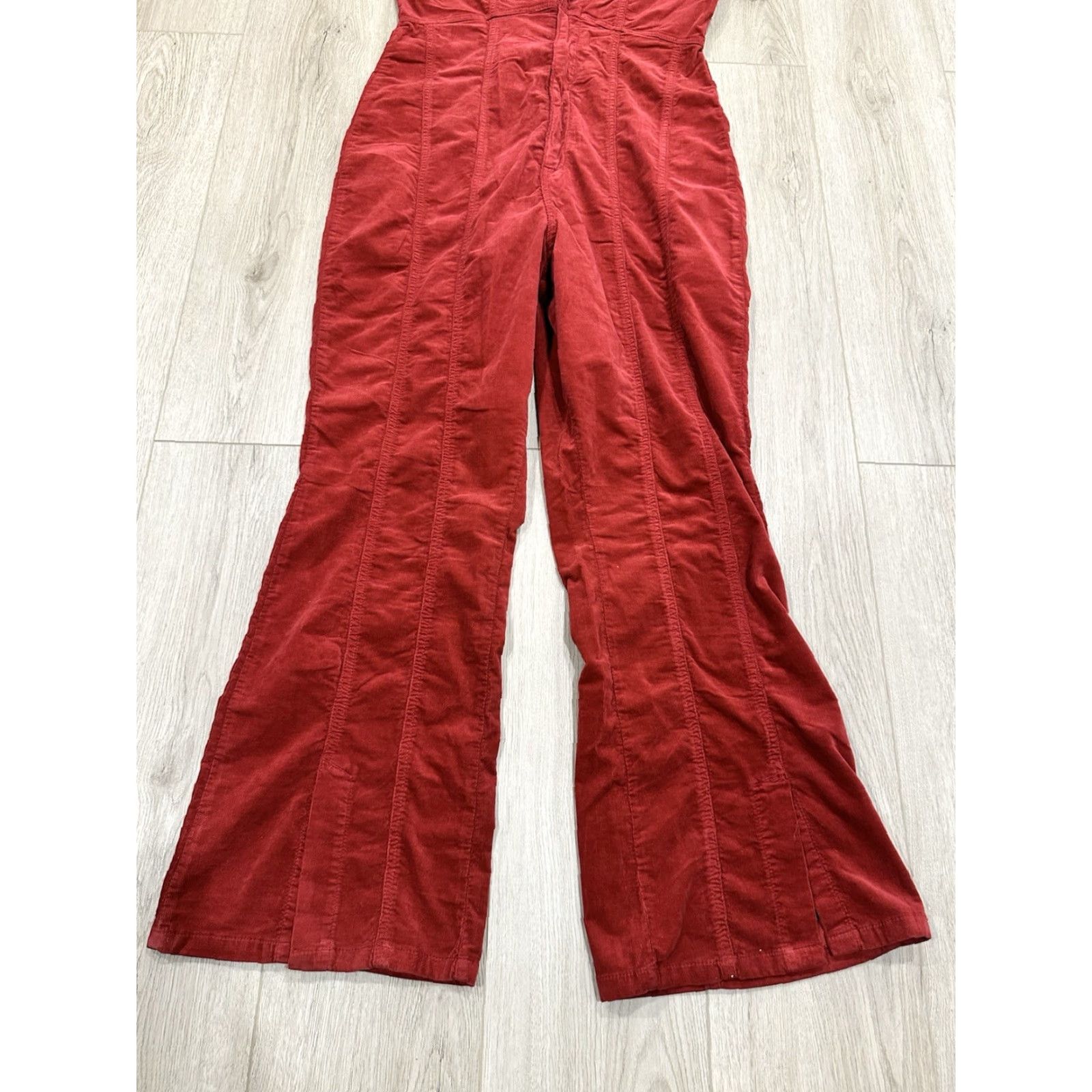 Vintage NWT We The Free Jumpsuit XL Red Corduroy Flared One-Piece Sleeveless Casual Women’s Bohemian Western Size 40" / US 18 - 2 Thumbnail