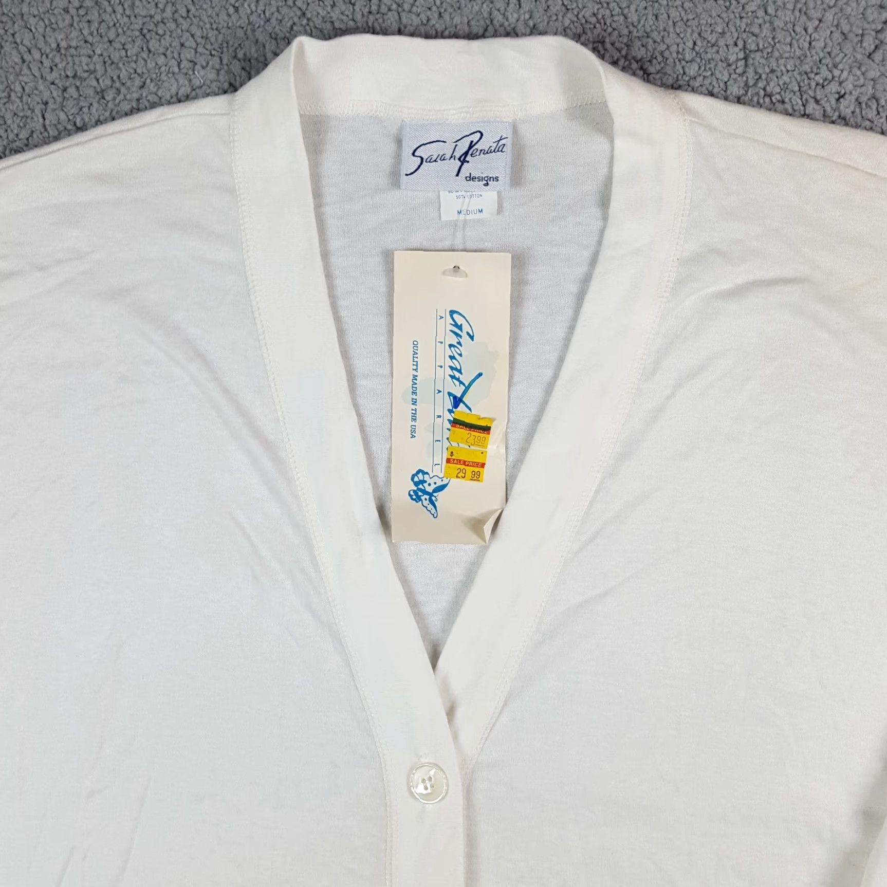 Vintage VINTAGE Sarah Renata Women's Medium Oversized Button Cardigan Sweater 90s Y2K White Size M / US 6-8 / IT 42-44 - 3 Thumbnail