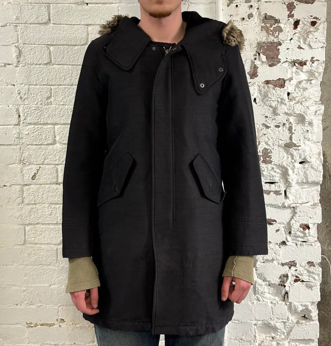 Emporio Armani AW2013 Emporio Armani Hooded Long Black Jacket Size US S / EU 44-46 / 1 - 2 Thumbnail