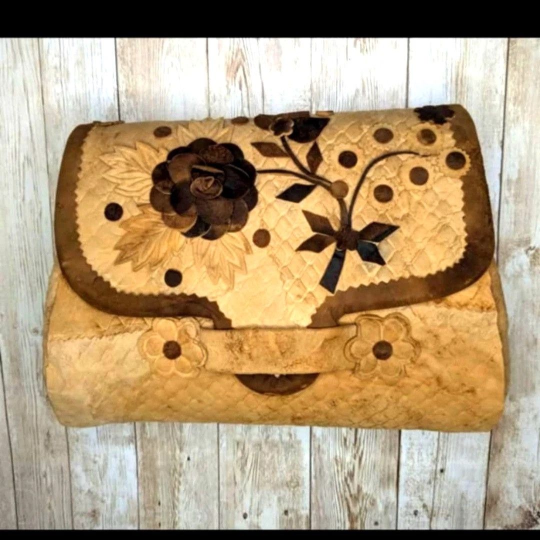 Other Amadou Mushroom Leather Bag Floral Folk Art Eco Vegan Size ONE SIZE - 3 Thumbnail