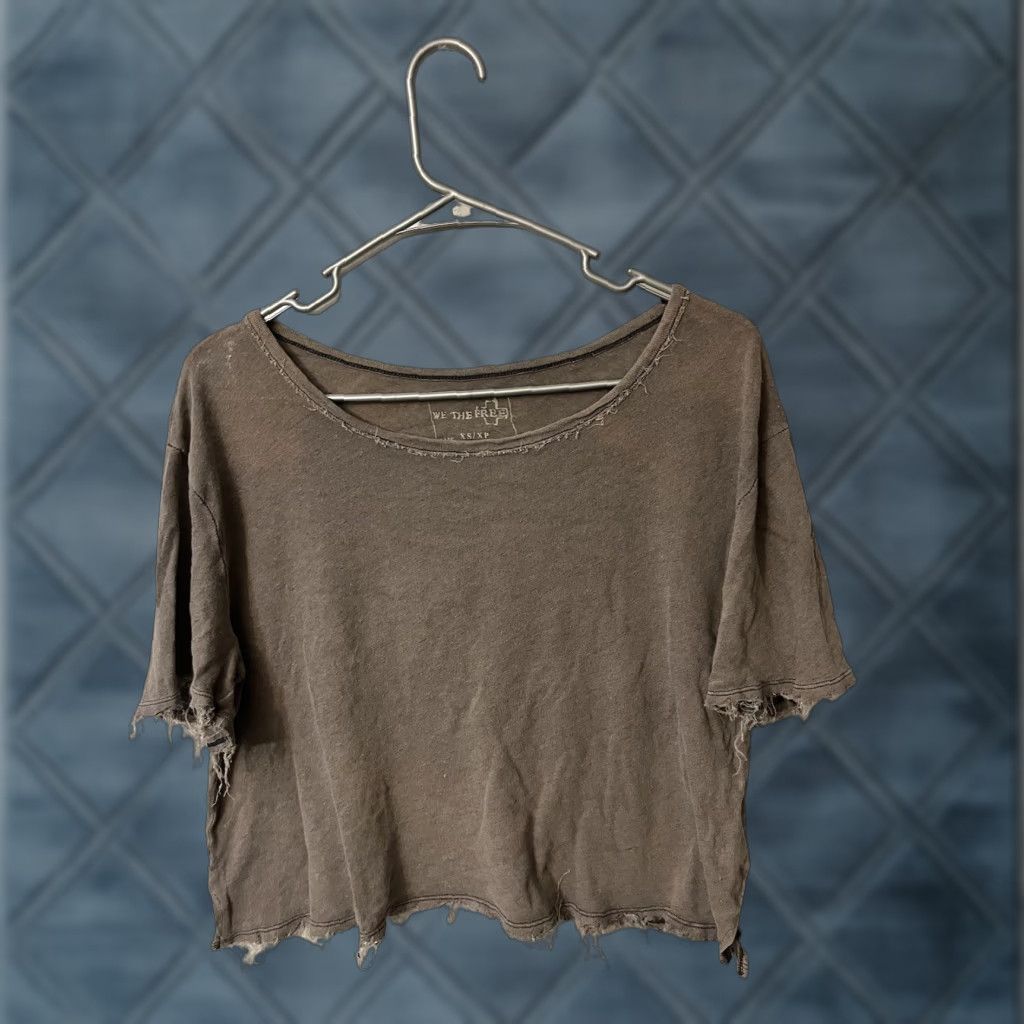 Free People We The Free Brown Knit Short Sleeve Lightweight T-Shirt XS Crop Size XS / US 0-2 / IT 36-38 - 1 Thumbnail