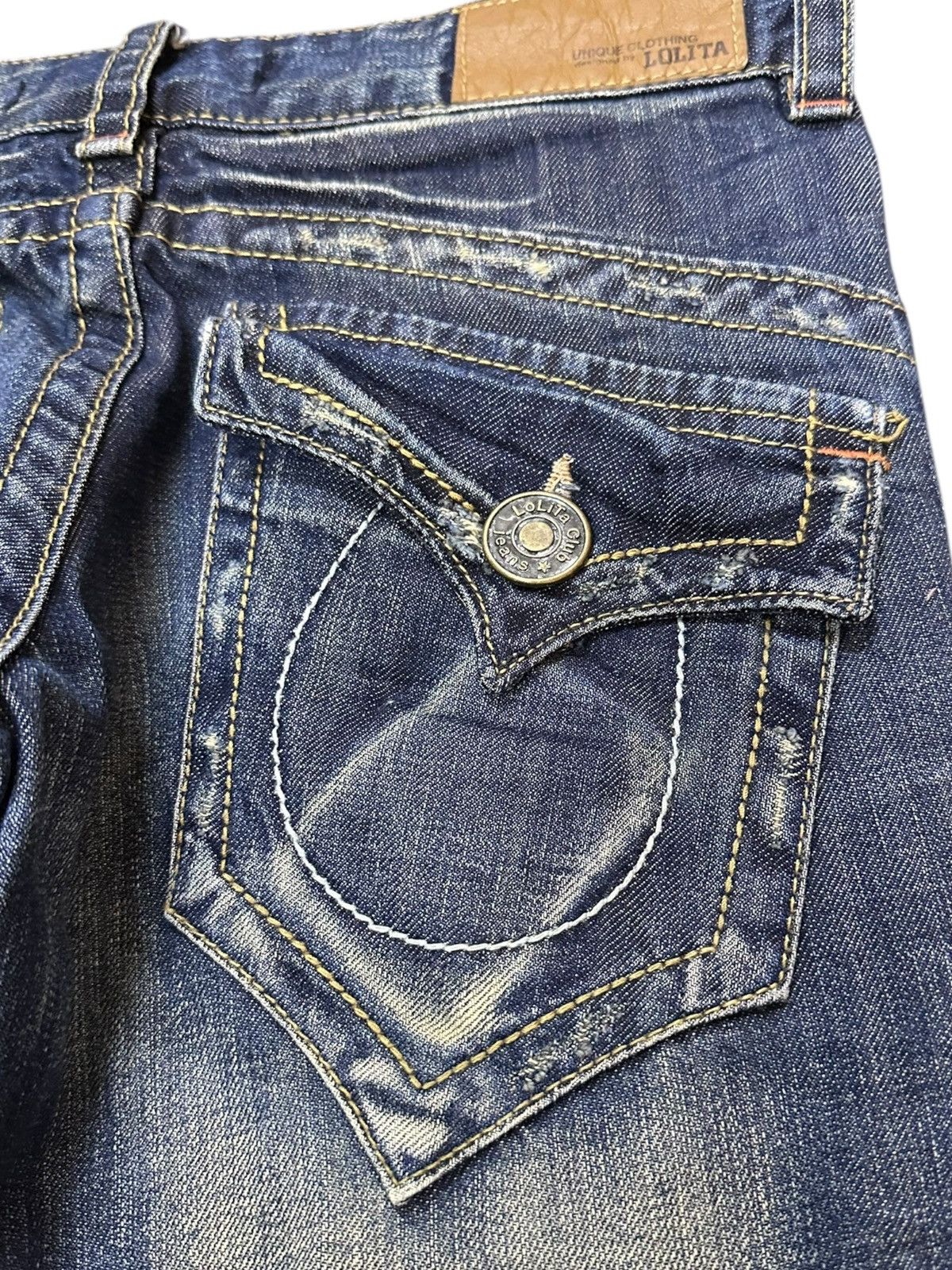 Japanese Brand Vintage Lolita Flare Bootcut Clawmark Whiskers Denim Size US 29 - 8 Thumbnail
