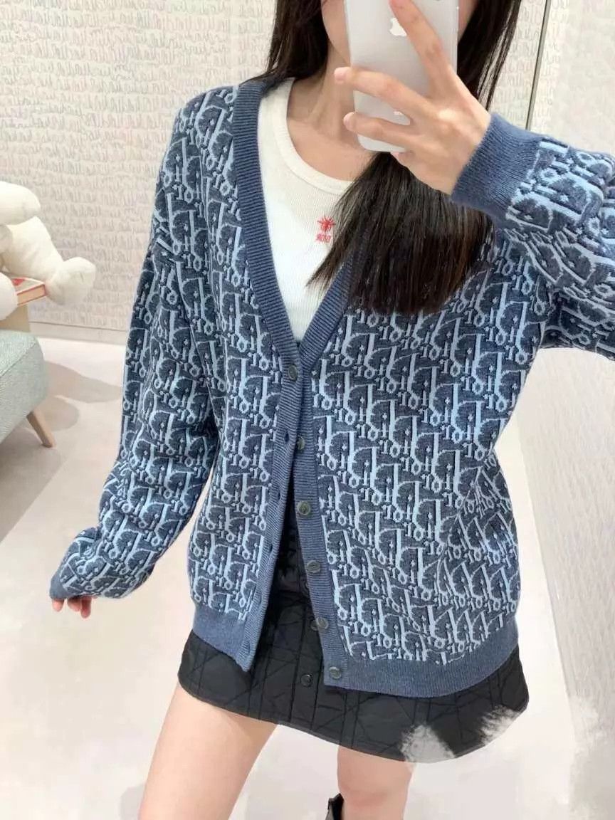 Dior Dior New Blue Monogram Cardigan 12 with tags Size XL / US 12-14 / IT 48-50 - 8 Thumbnail