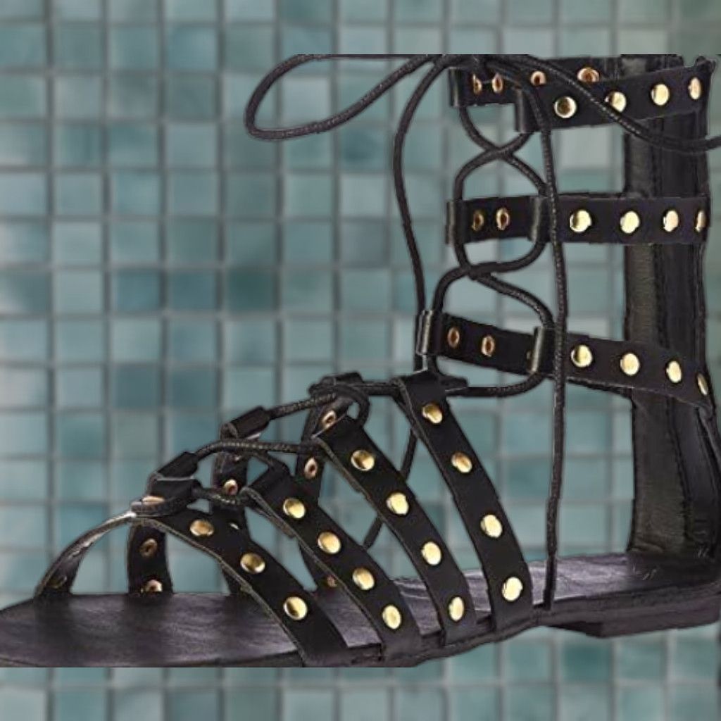 Vintage Top Line Womens Allycat Gladiator Strappy Sandals Black Size 6.5 M Studded Heel Size M / US 6-8 / IT 42-44 - 1 Thumbnail
