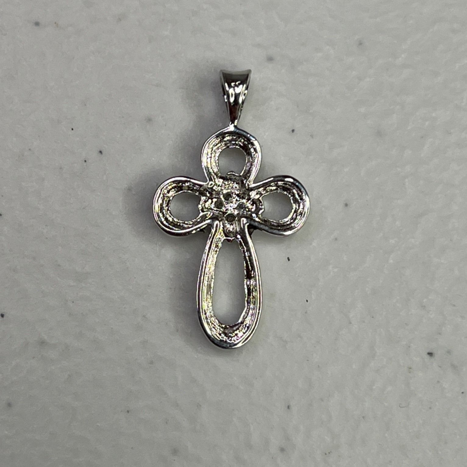 Other Small Cross Silver-Tone Pendant With Cubic Zirconia Accents Size ONE SIZE - 8 Thumbnail