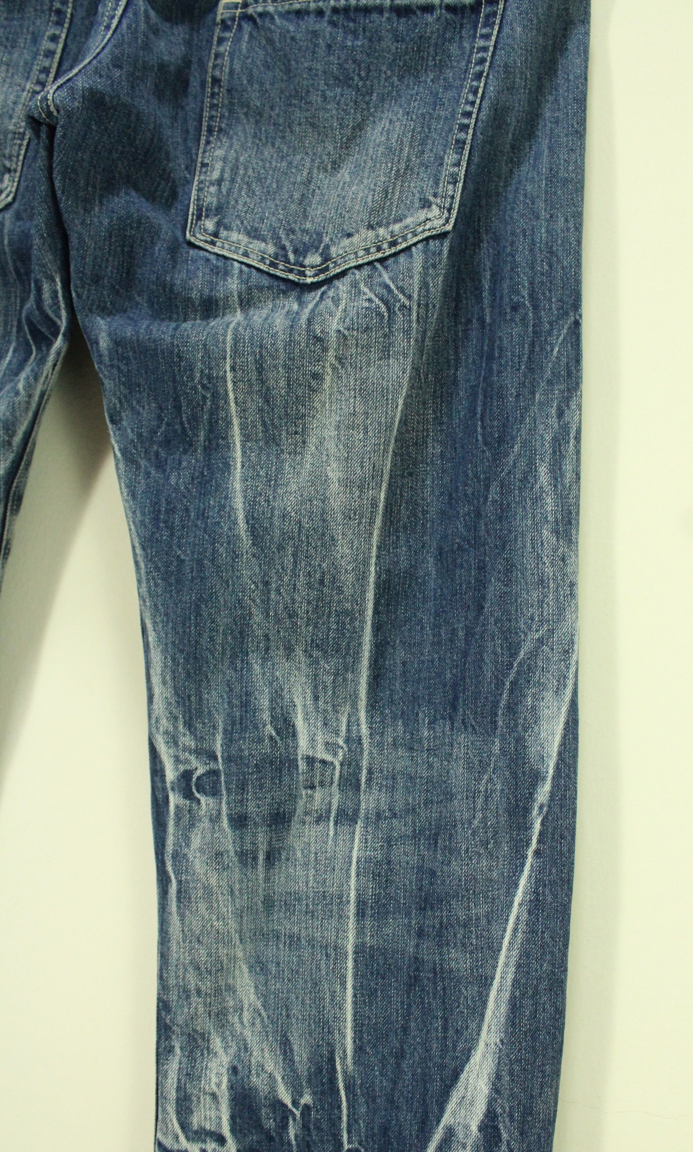 Japanese Brand Double Waist JUNGLE STORM Denim Marble Whisker Acid Washed Size US 33 - 11 Thumbnail