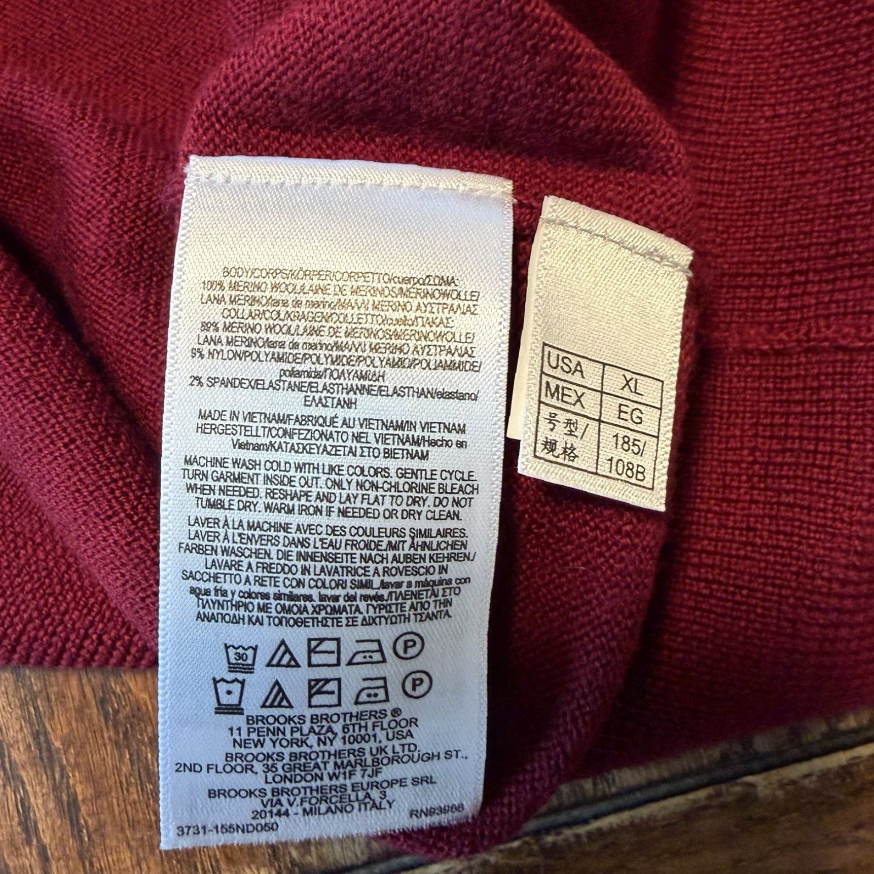 Brooks Brothers Brooks Brothers Shirt Mens XL Red Merino Wool Polo Long Sleeve Pullover NEW Regular Fit Size US XL / EU 56 / 4 - 5 Thumbnail