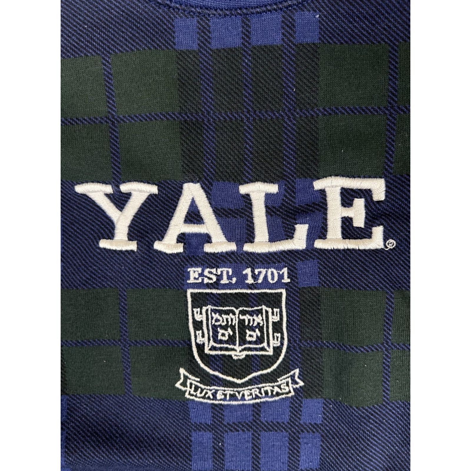 Vintage VINTAGE Yale University Womens Small Blue Plaid Embroidered Crewneck Sweatshirt Size S / US 4 / IT 40 - 2 Thumbnail