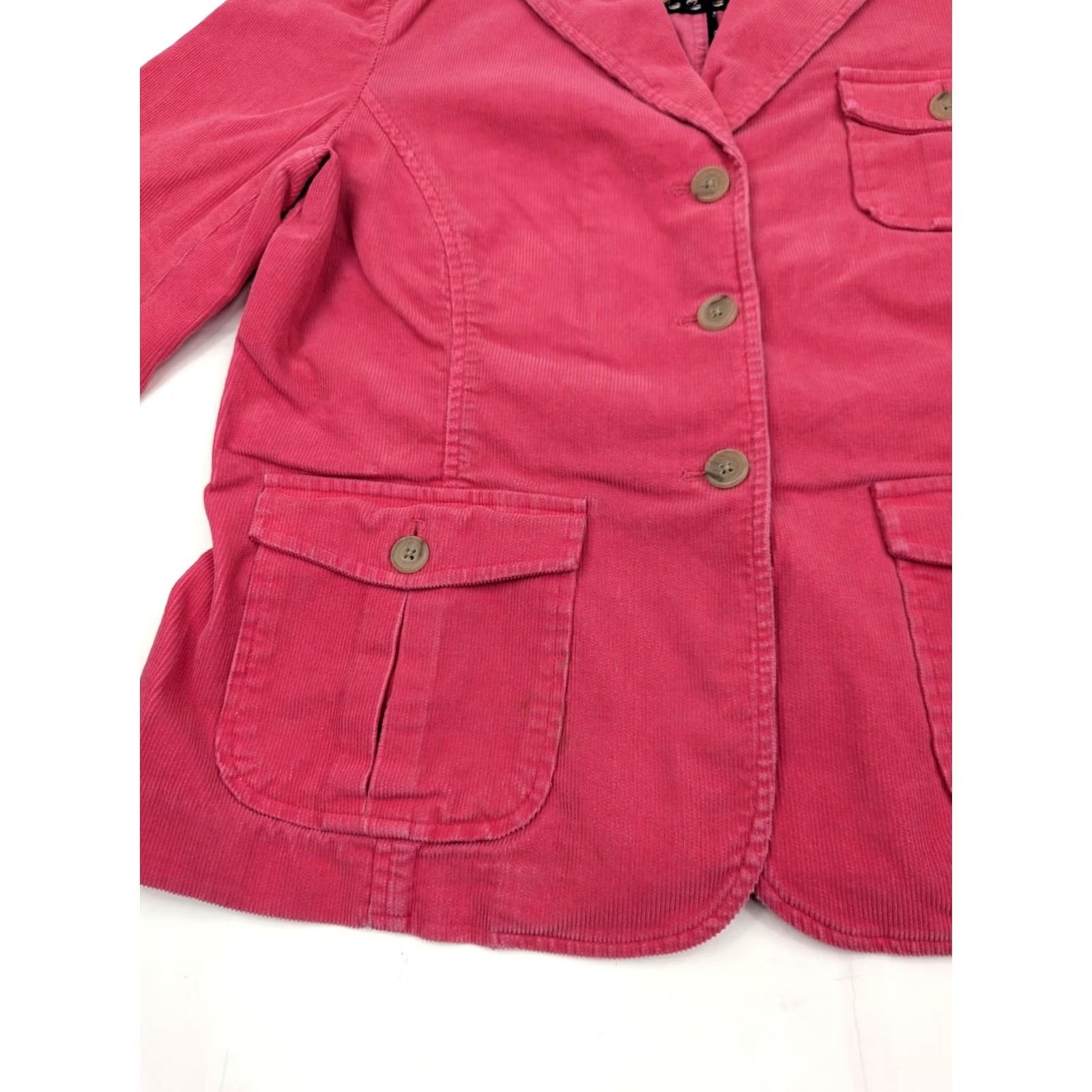 Lands' End Lands' End Pink Trucker Corduroy Coat Jacket Women 14 Button Cotton Coat Corduroy Long Sleeve Casual Size XL / US 12-14 / IT 48-50 - 3 Thumbnail