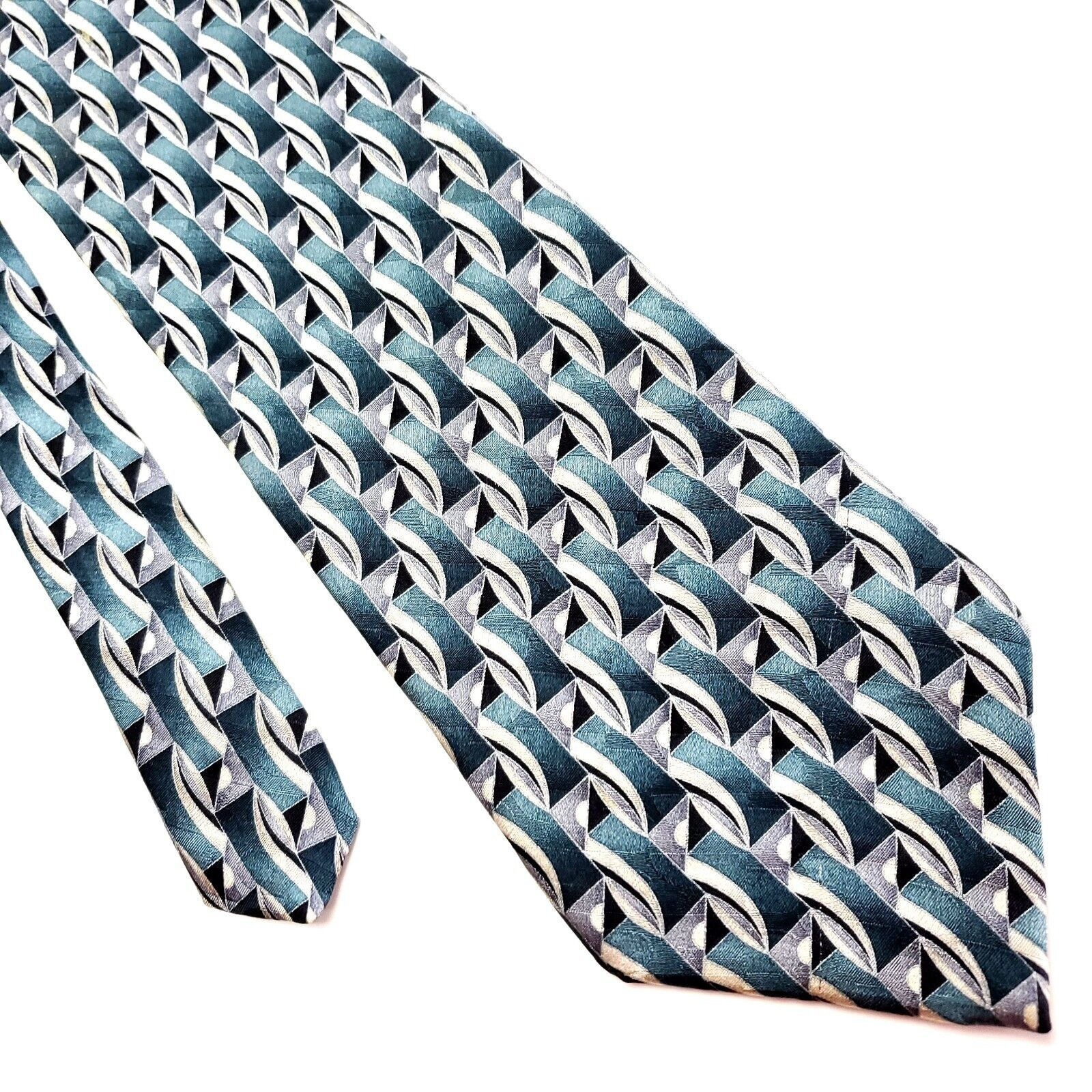 Arrow Arrow Teal White Silk Tie Woven Geometric Size ONE SIZE - 1 Thumbnail