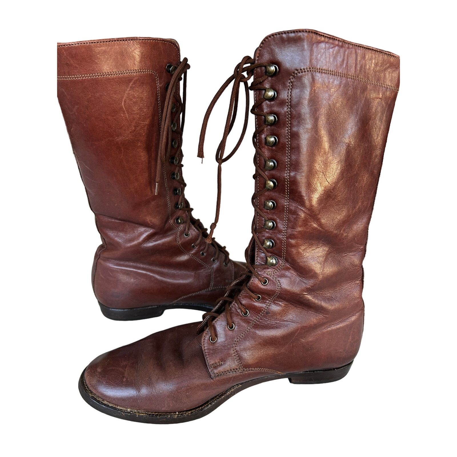Vintage Vintage Brown Leather Riding/Aviator Women's Boots medium Size US 7 / IT 37 - 1 Thumbnail