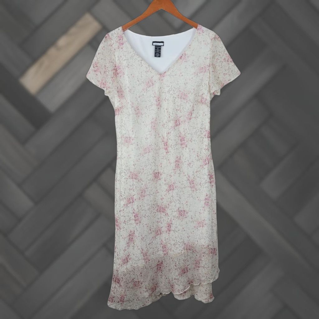 VINTAGE 90s Slip Party Dress Pink Floral Midi Long 16 Womens A-Line Vintage 90s Boho Barbie Believe Dress