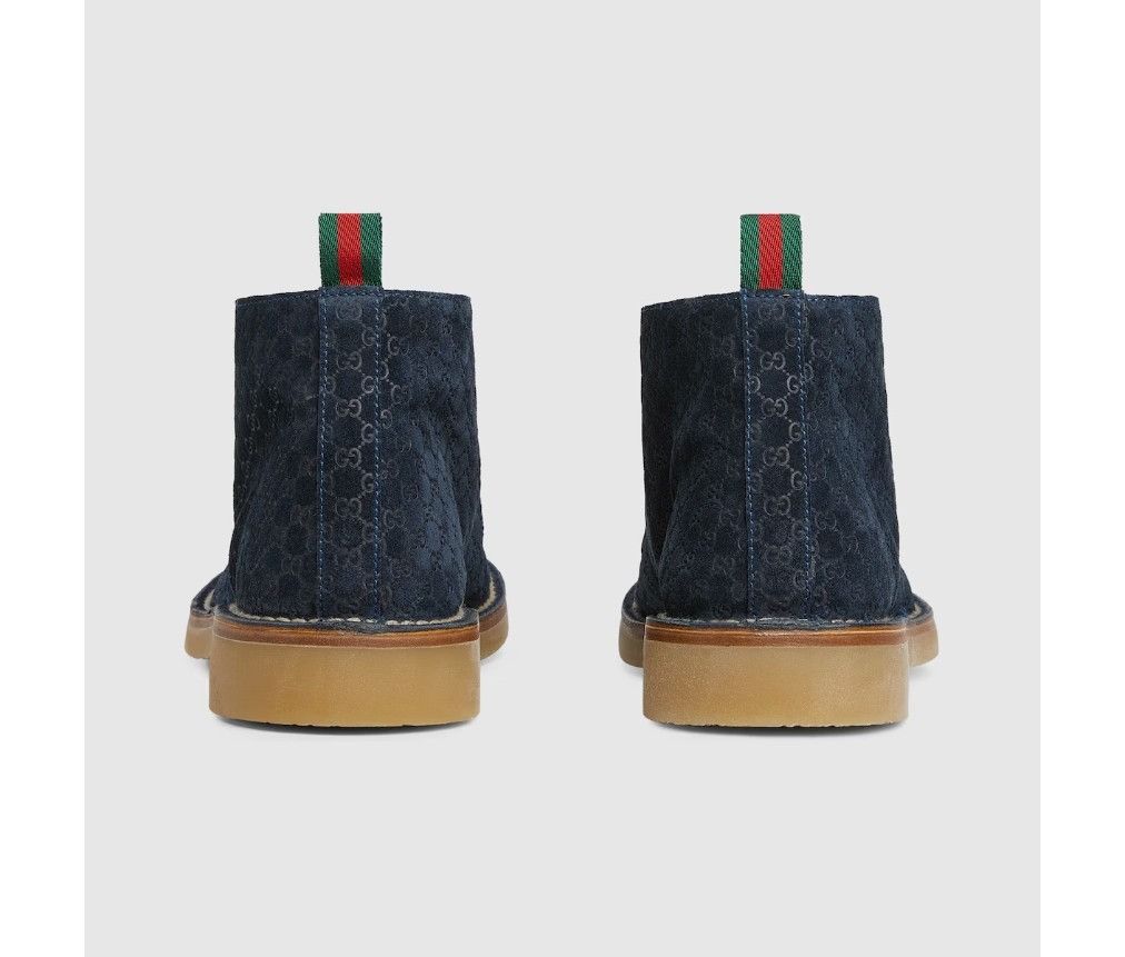 Gucci o1loc1c0326 831283 Men's Ankle Boots With Web in Blue Size US 9.5 / EU 42-43 - 4 Thumbnail