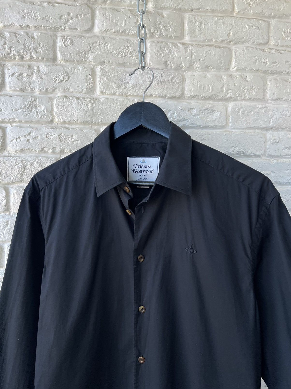 Vivienne Westwood Vivienne Westwood Black Logo Button Up Shirt Size US M / EU 48-50 / 2 - 2 Thumbnail