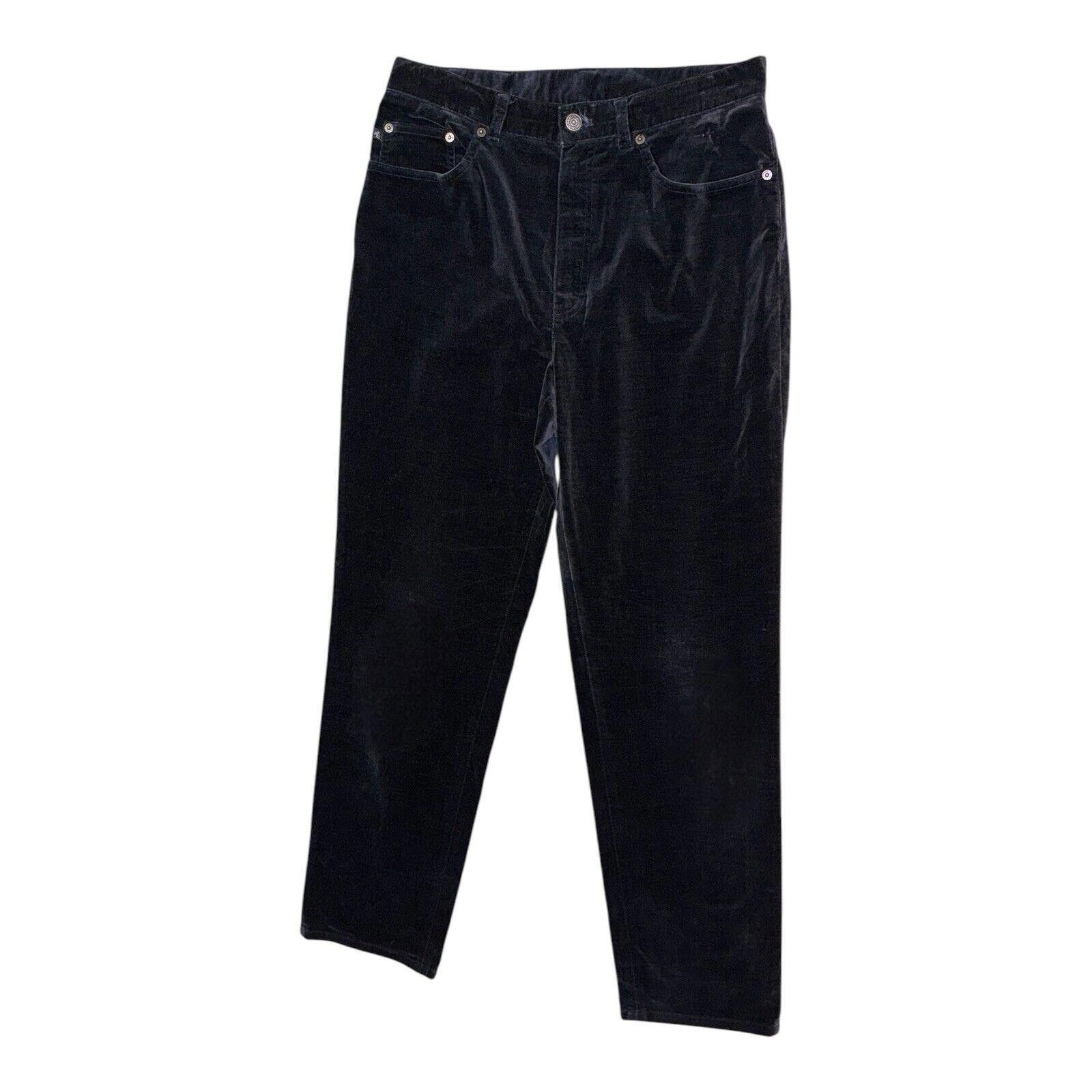 Polo Ralph Lauren Vtg Ralph Lauren Black Velvet Velour Straight Leg Jeans 12 Size 34" / US 12 / IT 48 - 1 Thumbnail