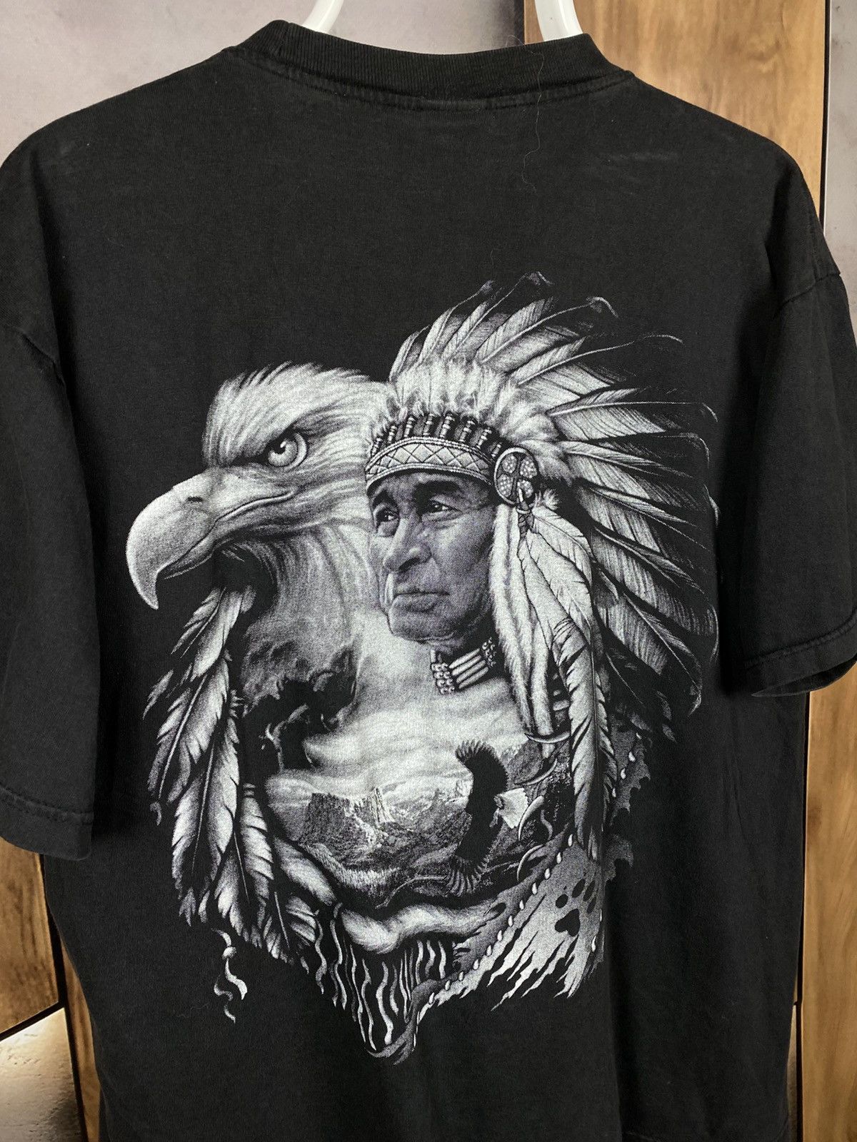 Vintage 🦅Vintage 90s T-Shirt Rock Eagle Stitch Double Side VTG Tee🦅 Size US L / EU 52-54 / 3 - 4 Thumbnail