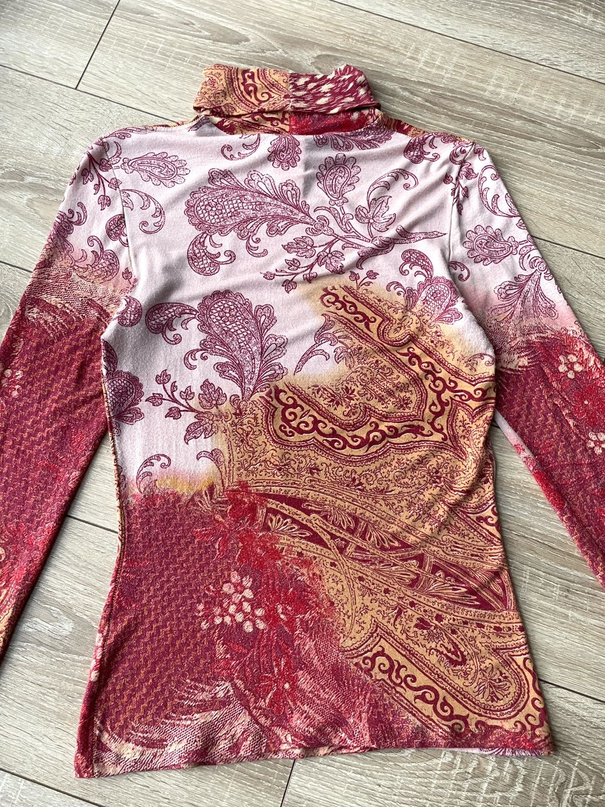 Roberto Cavalli Vintage Roberto Cavalli Class Paisley Top Turtleneck Shirt Size L / US 10 / IT 46 - 15 Thumbnail