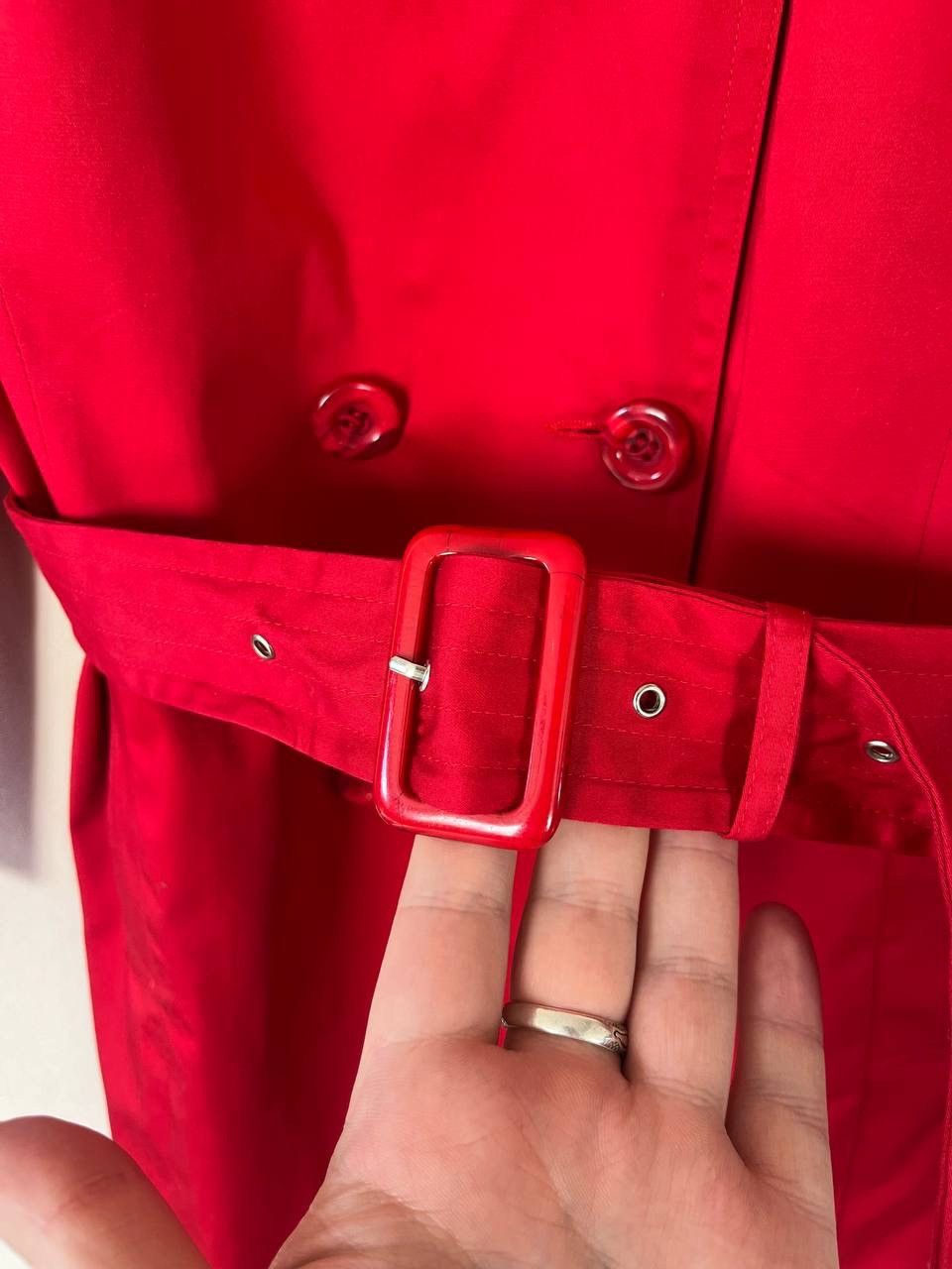 Max Mara MaxMara Red Belted Double-Breasted Trench Coat Mid-Length Size M / US 6-8 / IT 42-44 - 5 Thumbnail