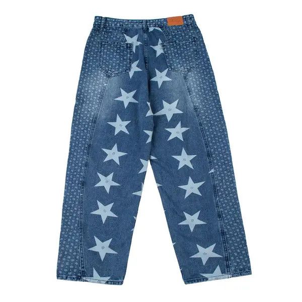 Jean Hirosue x Mao STARS Graphic Baggy Blue Denim Jeans Size US 32 / EU 48 - 4 Thumbnail