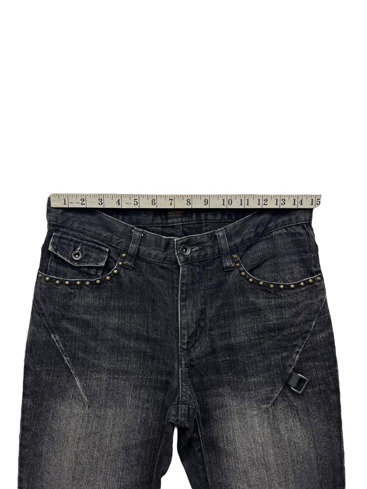Issey Miyake FYE🔥Vintage TETE HOMME Studded Hook Slim Fit Black Denim Size US 29 - 12 Thumbnail
