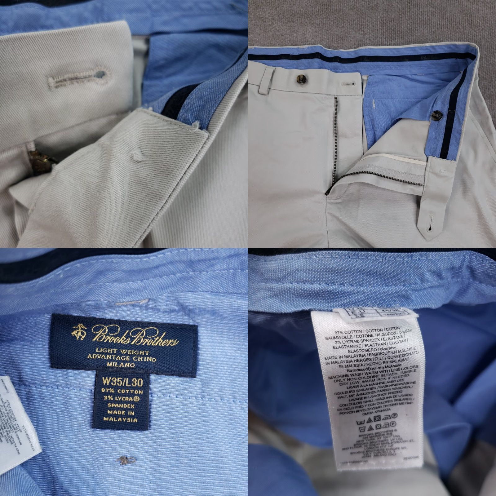 Brooks Brothers Brooks Brothers Mens Chino Pants Beige Stretch Milano Fit Straight Leg 35x30 Size US 35 - 8 Thumbnail