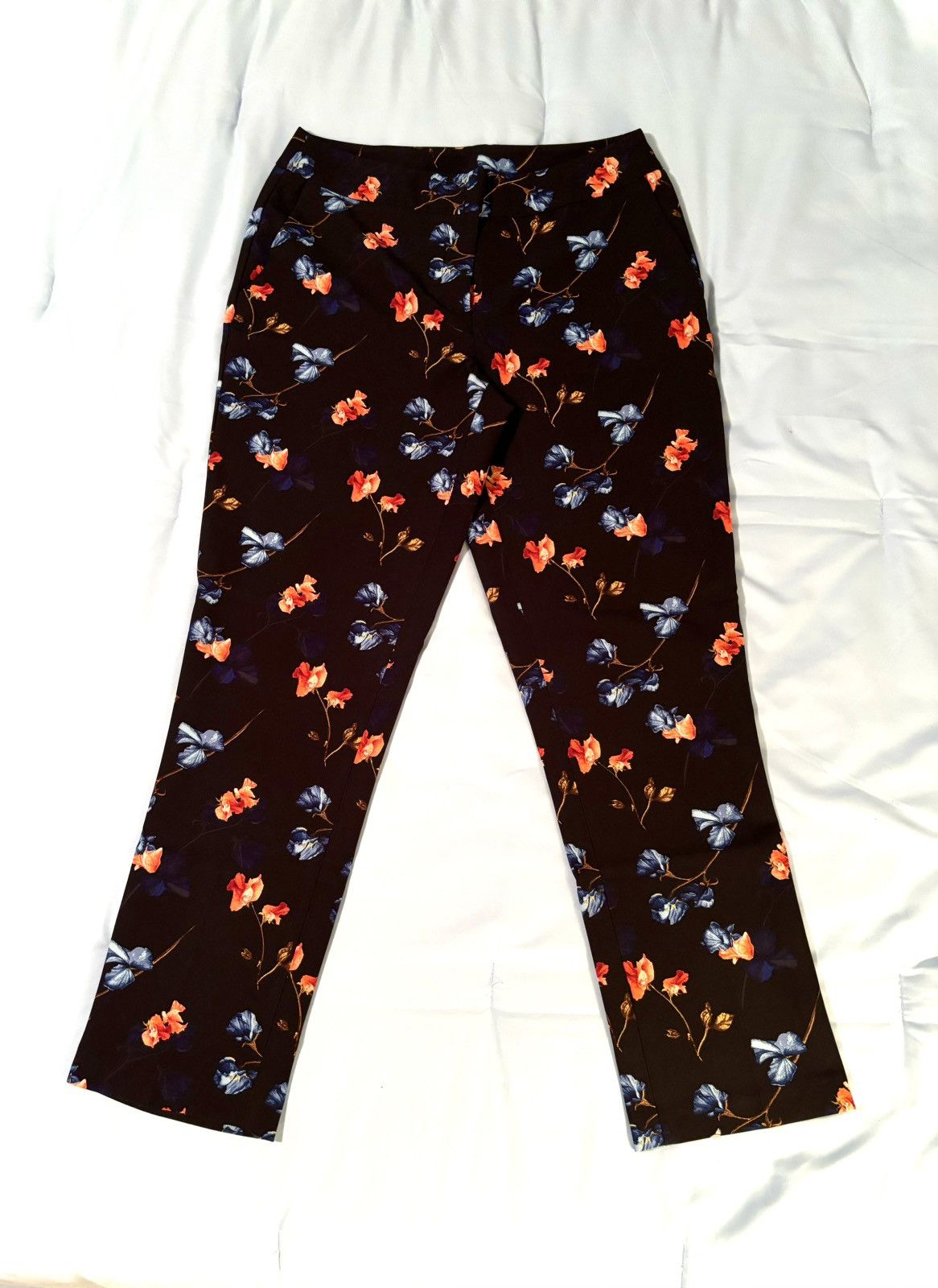 Cynthia Rowley × Designer Floral Dress Pants Slacks Flower Pattern Design Black Color Size 28" / US 6 / IT 42 - 1 Thumbnail