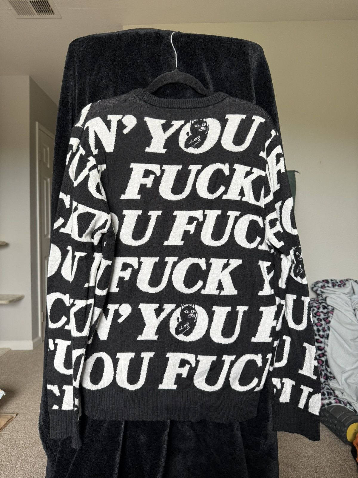 RIPNDIP Ripndip All Over Text Knit Sweater F*ck You Lord Nermal Size US M / EU 48-50 / 2 - 2 Thumbnail