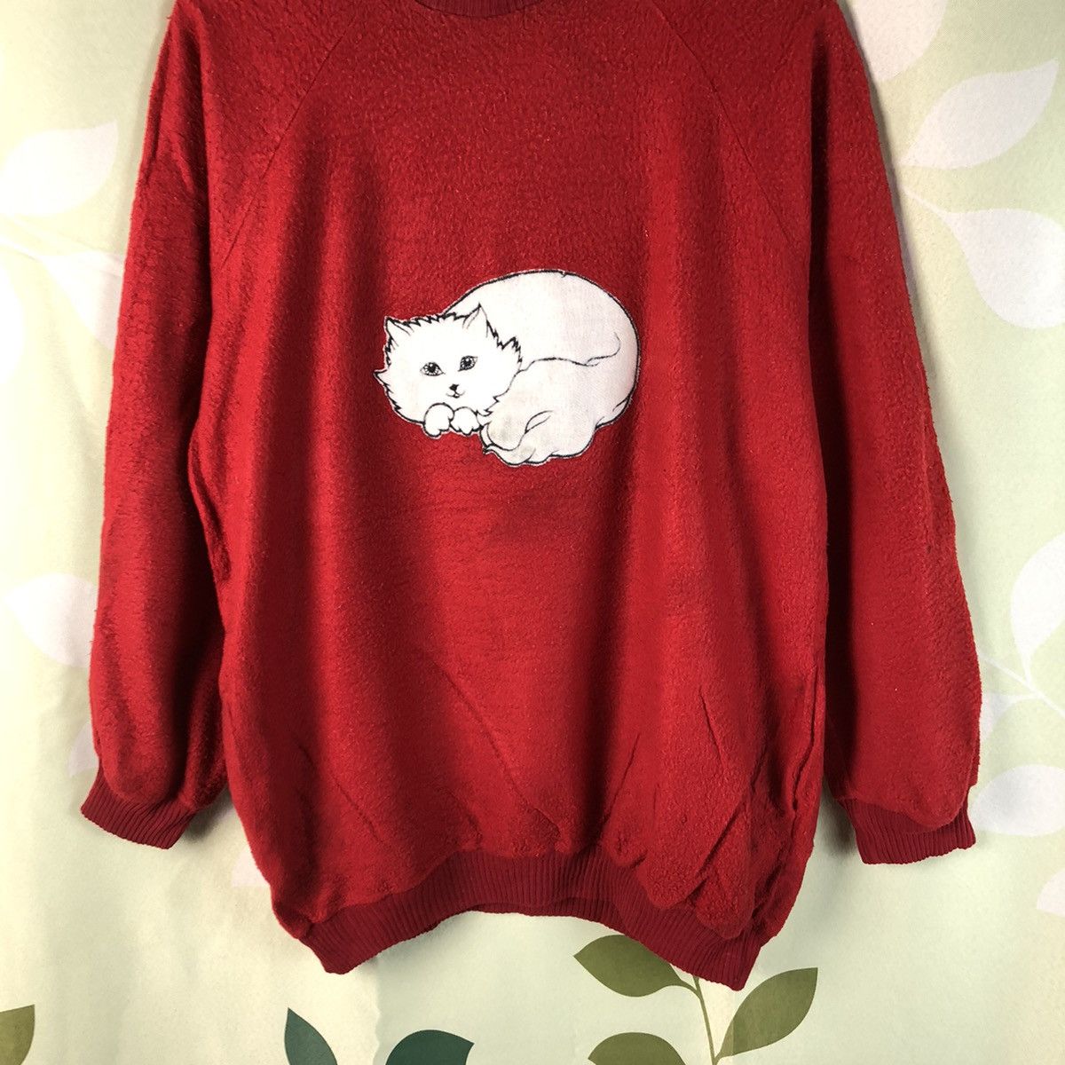 Japanese Brand Happy Day cat Red Sweathshirt #7442 Size L / US 10 / IT 46 - 3 Thumbnail