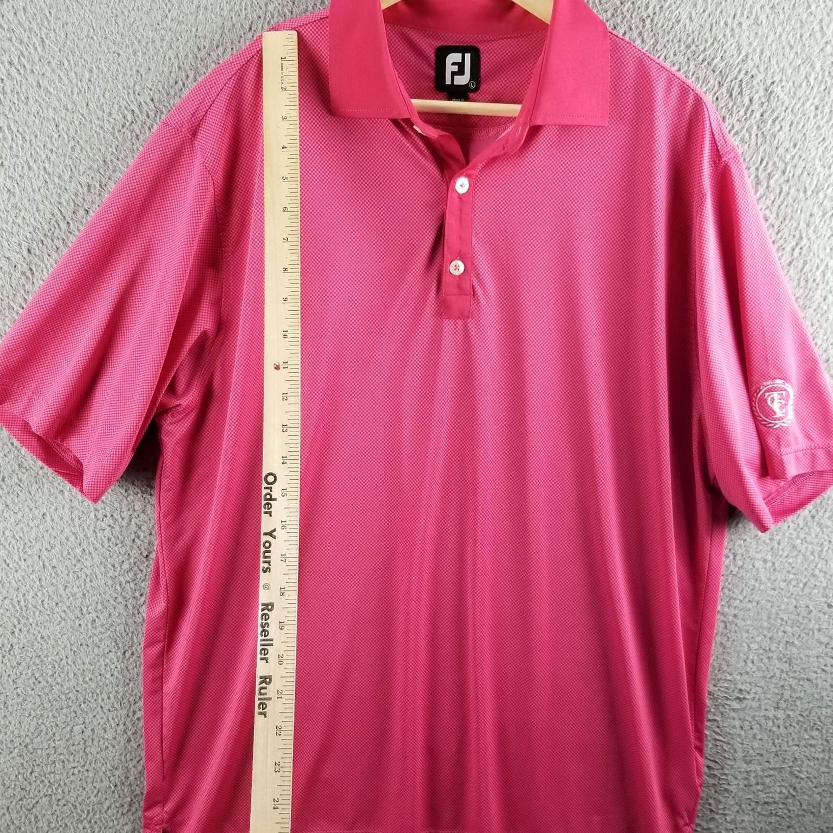 Footjoy FOOTJOY GOLF POLO SHIRT L LARGE PINK SQUARE CHECK PRODRY PERFORMANCE TCC Size US L / EU 52-54 / 3 - 4 Thumbnail