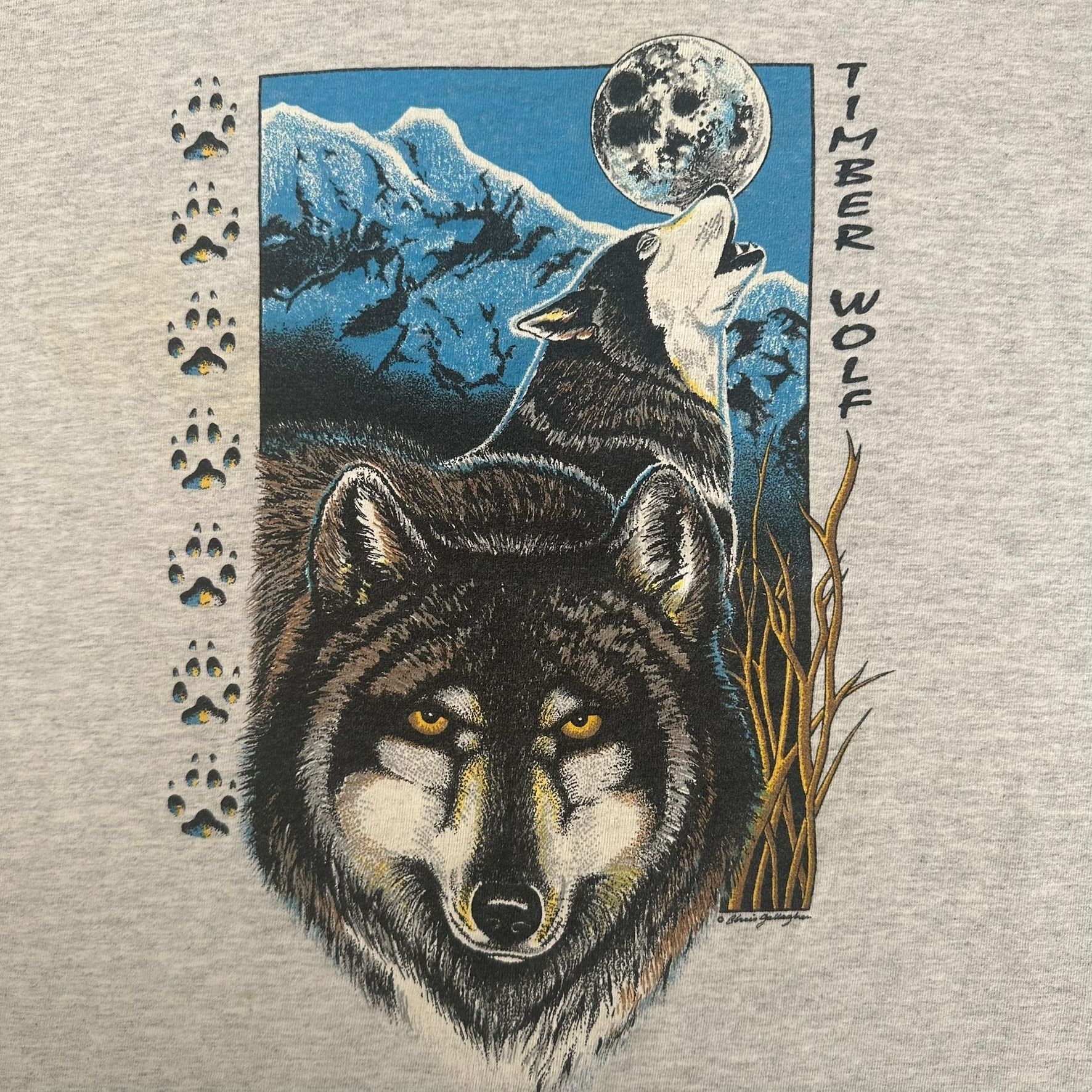 Vintage Vintage 90s Timber Wolf Nature T-Shirt Western Single Stitch Size US XL / EU 56 / 4 - 2 Thumbnail