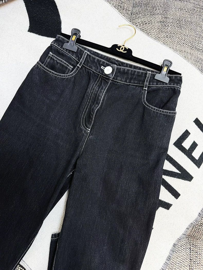 Chanel Chanel 23b black outer seam white edge cartoon jeans Size 25" / US 0 / IT 36 - 4 Thumbnail