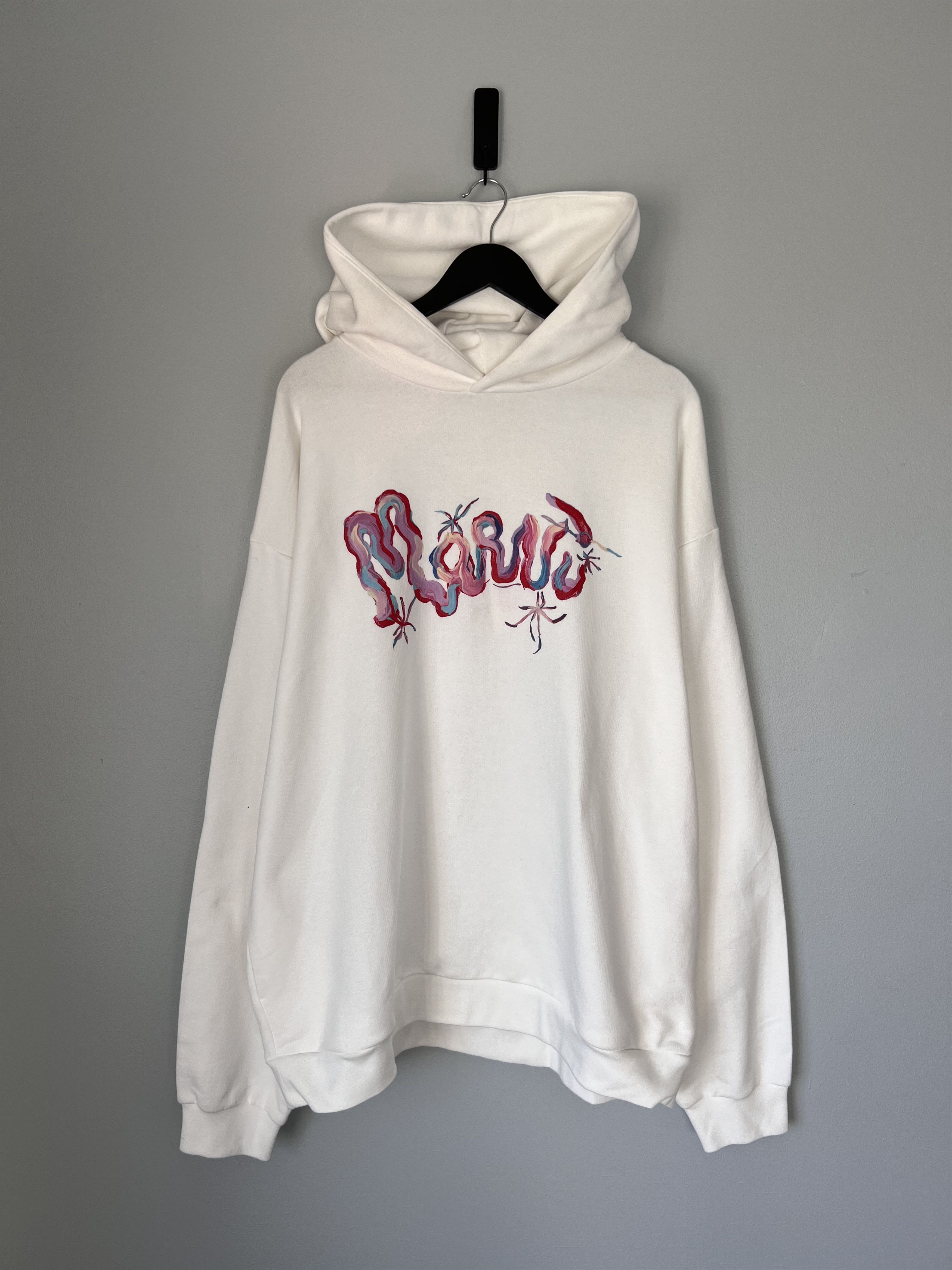 Marni Marni Wild Logo Loopback Hoodie in Stone White Size US L / EU 52-54 / 3 - 2 Thumbnail