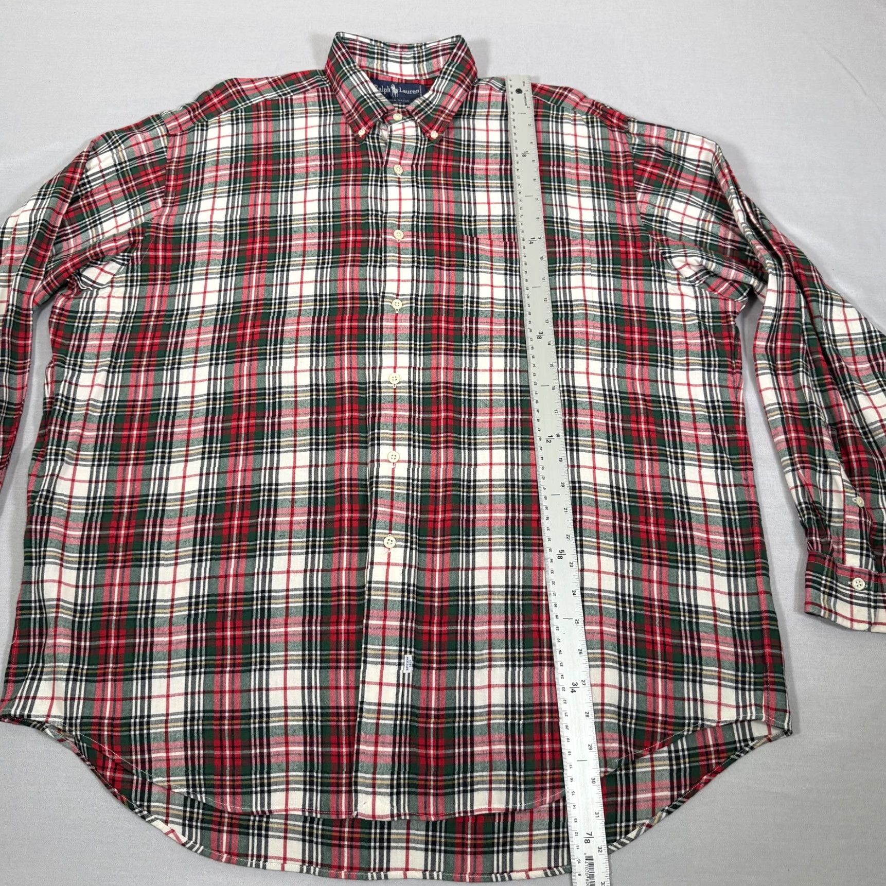 Polo Ralph Lauren VINTAGE Polo Ralph Lauren Shirt Mens XL Red Green Plaid Rayon Button-Up Pony 80s Size US XL / EU 56 / 4 - 5 Thumbnail