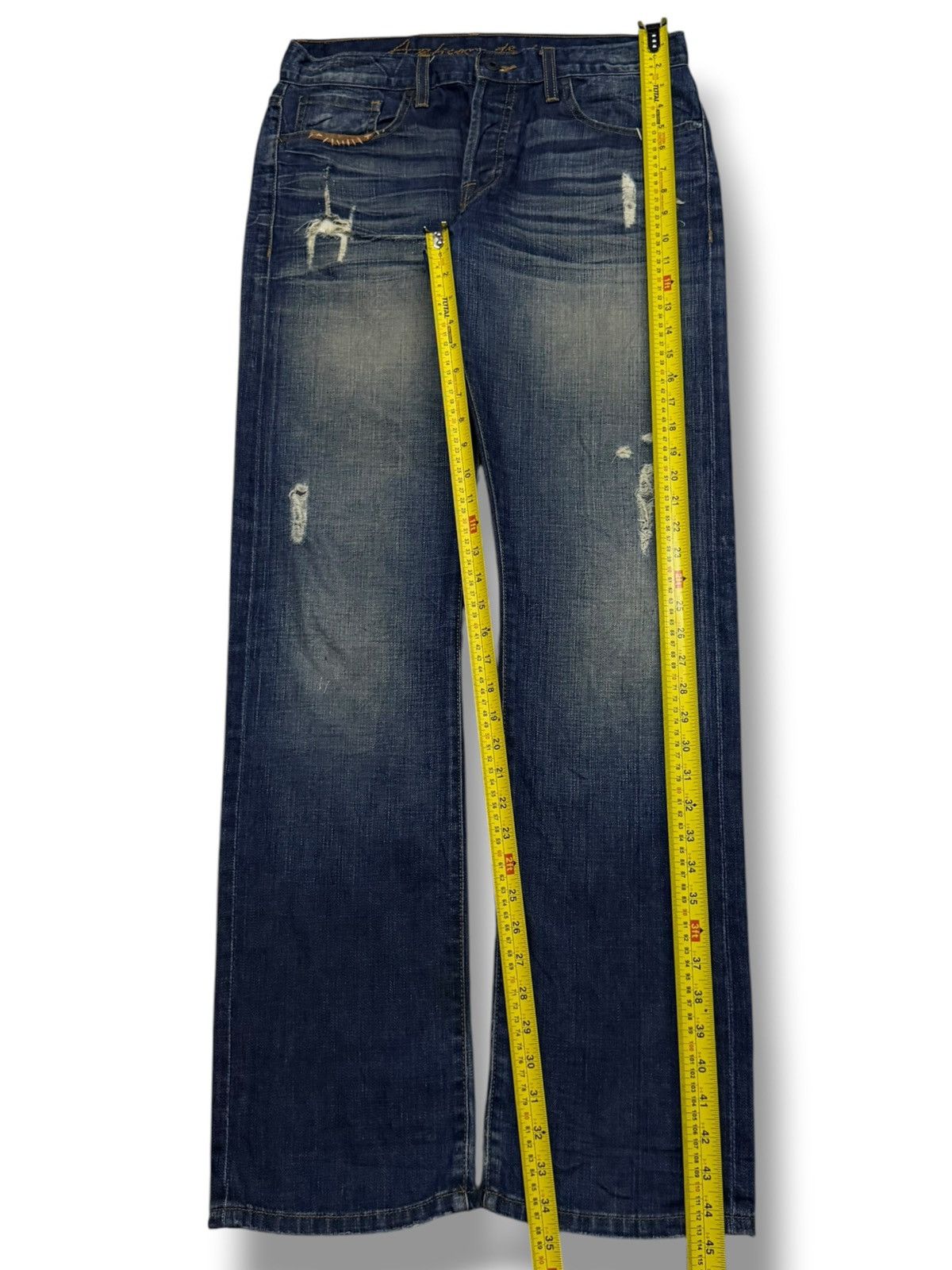 Japanese Brand Vintage Y2K Artisan De Luxe Destroy Blue | Slim Straight W32 Size US 32 / EU 48 - 16 Thumbnail