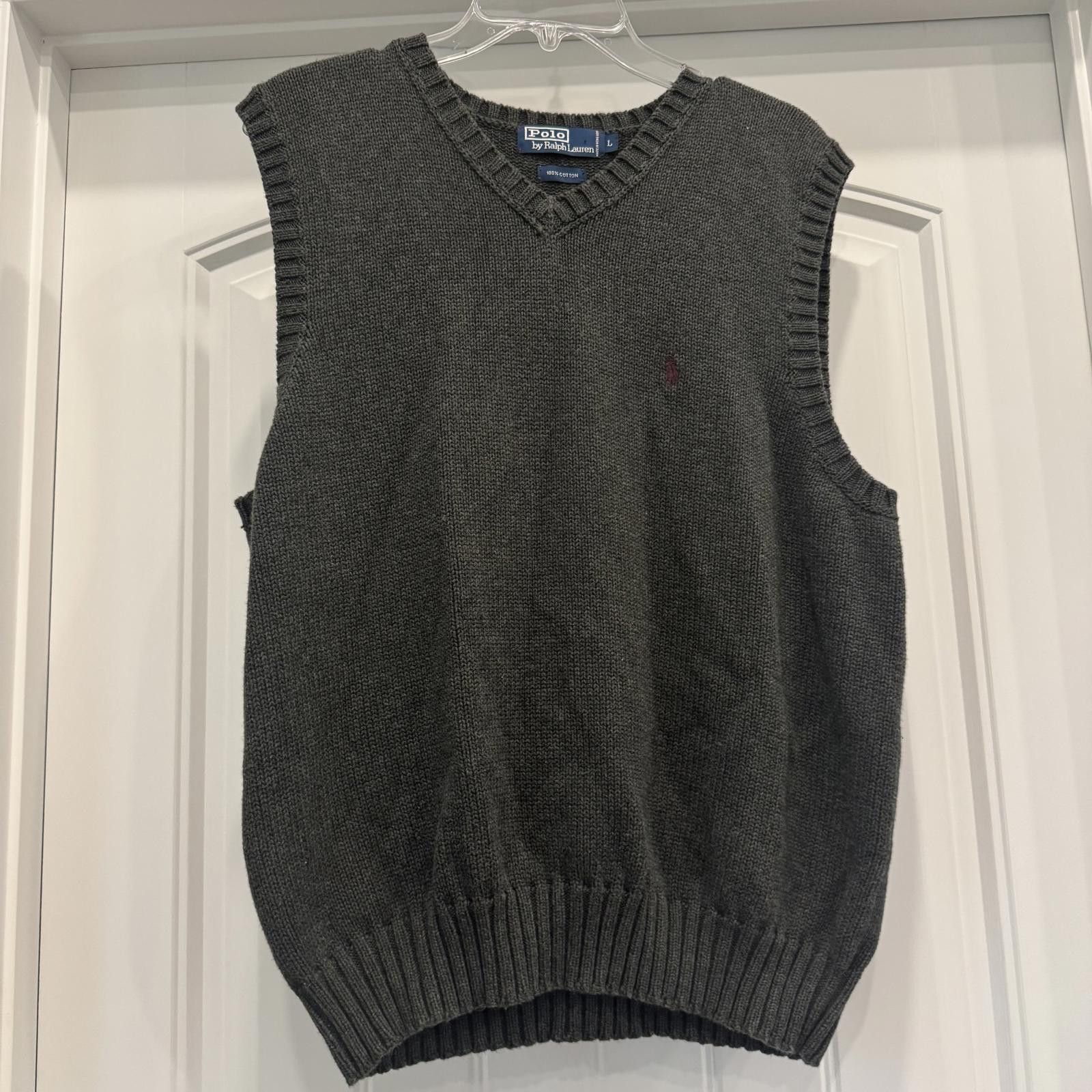 Polo Ralph Lauren Polo Ralph Lauren Men's V-Neck Vest Gray Wool Blend-Large Size US L / EU 52-54 / 3 - 2 Thumbnail