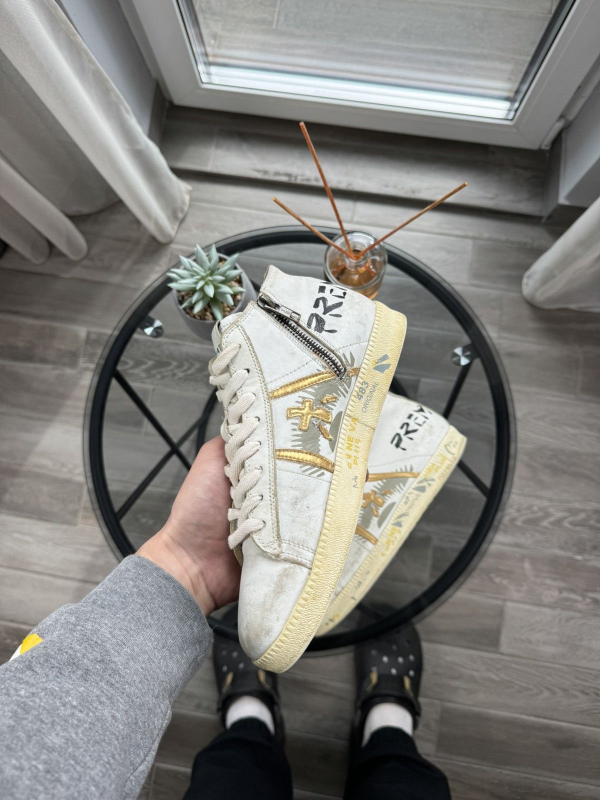 Premiata Premiata Hi-Top Sneakers White Gold Hype Size US 6.5 / IT 36.5 - 5 Thumbnail